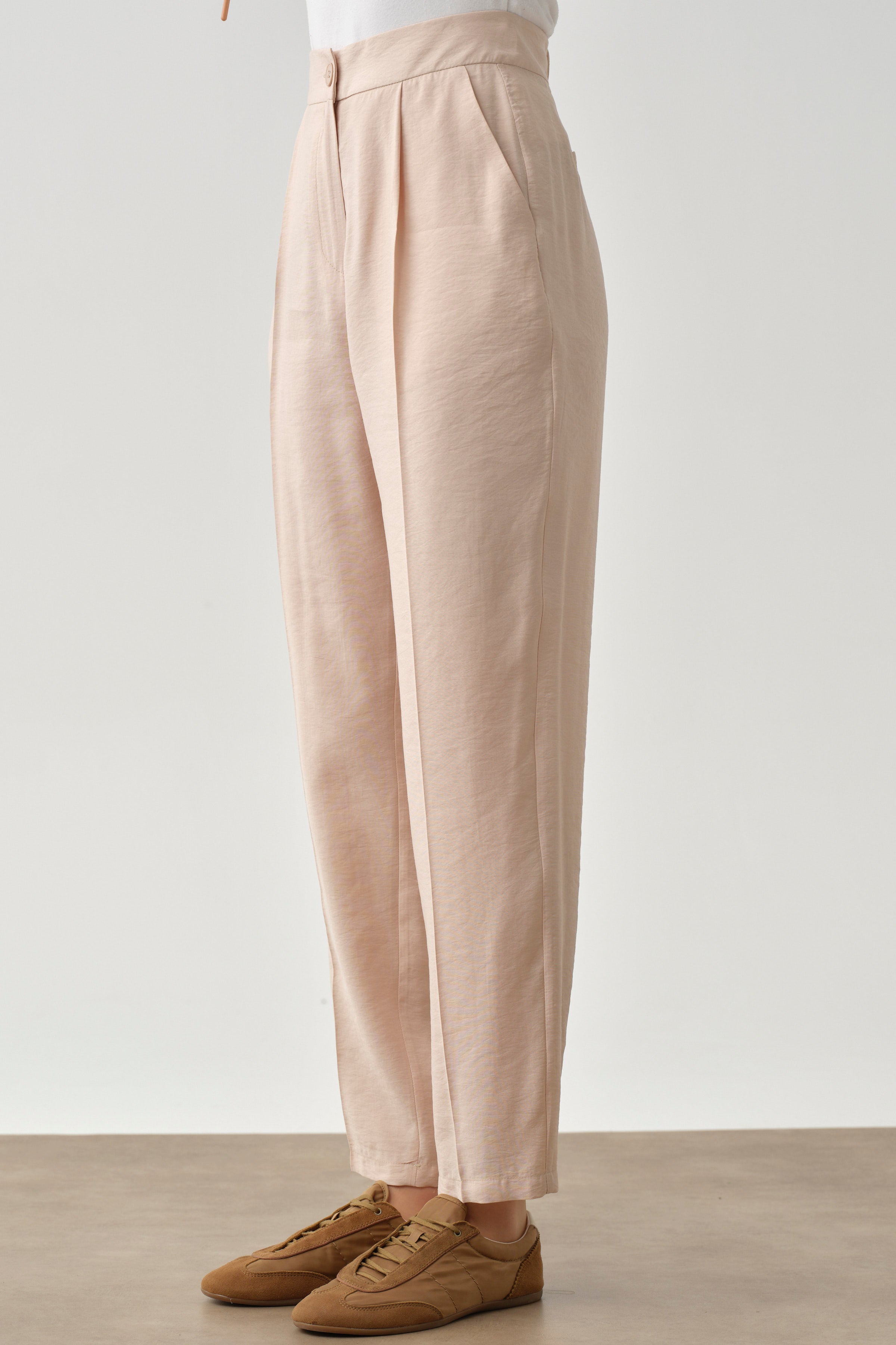 Pile Detaylı Pantolon - Bej TUGBA