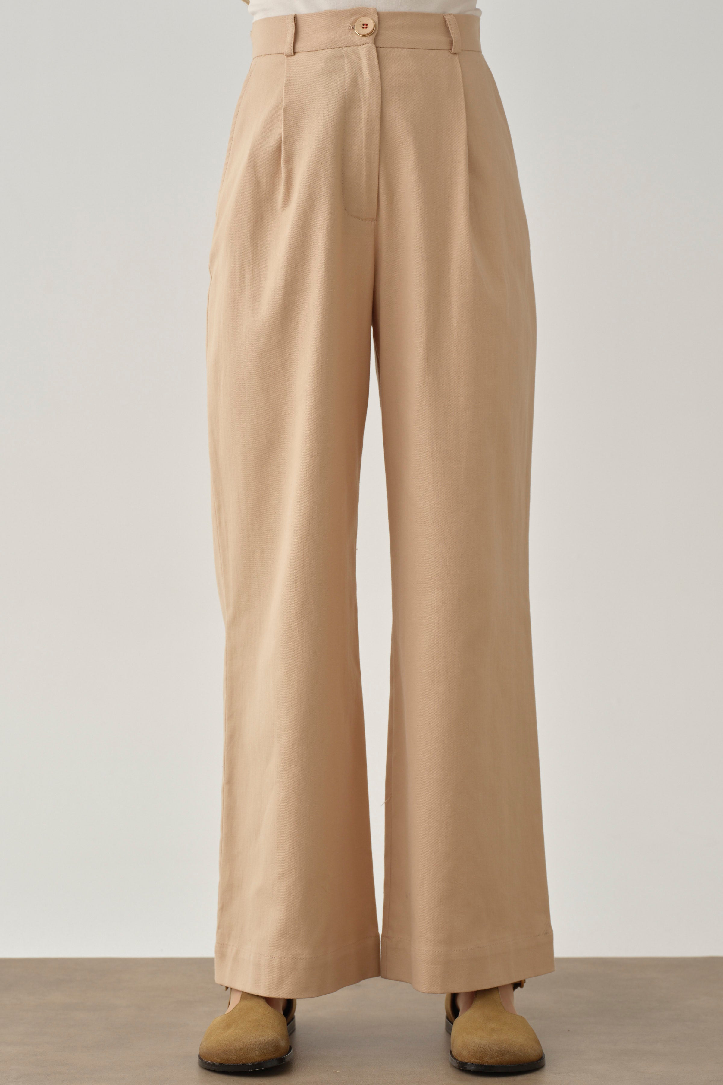 Pile Detaylı Pantolon - Bej TUGBA