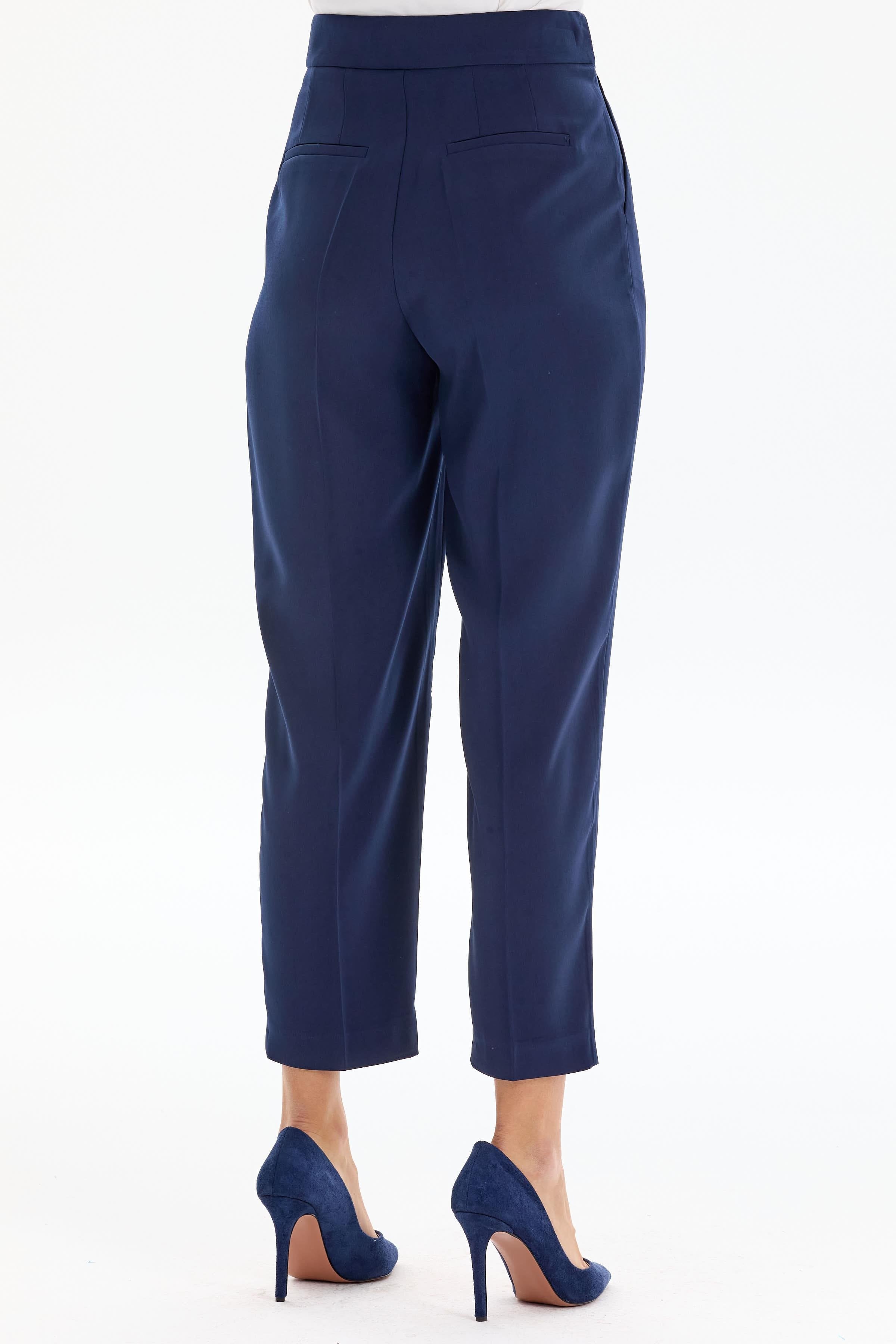 Pile Detaylı Pantolon - Lacivert TUGBA