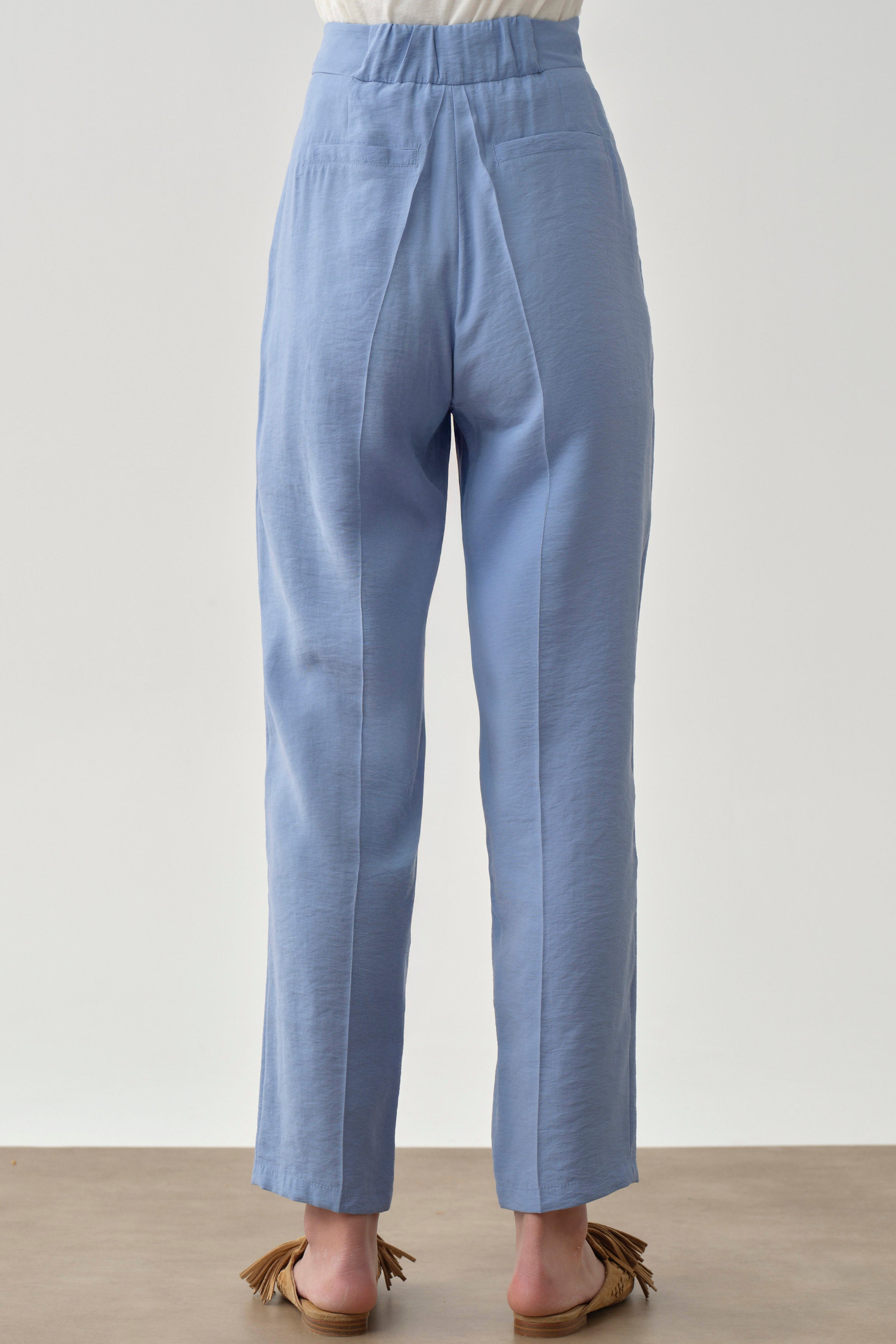 Pile Detaylı Pantolon - Mavi TUGBA