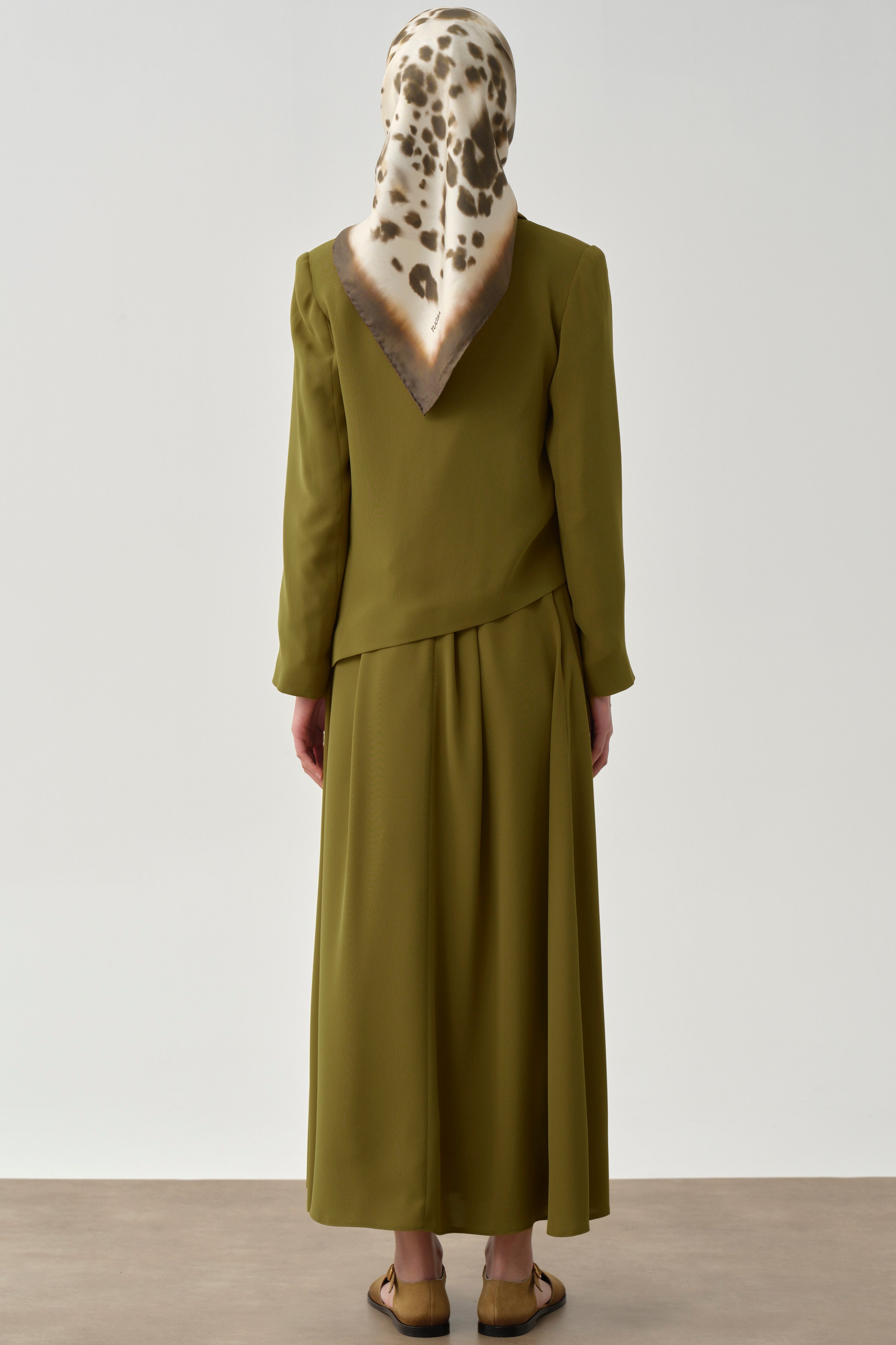 Pileli Kemerli Etek - Olive TUGBA