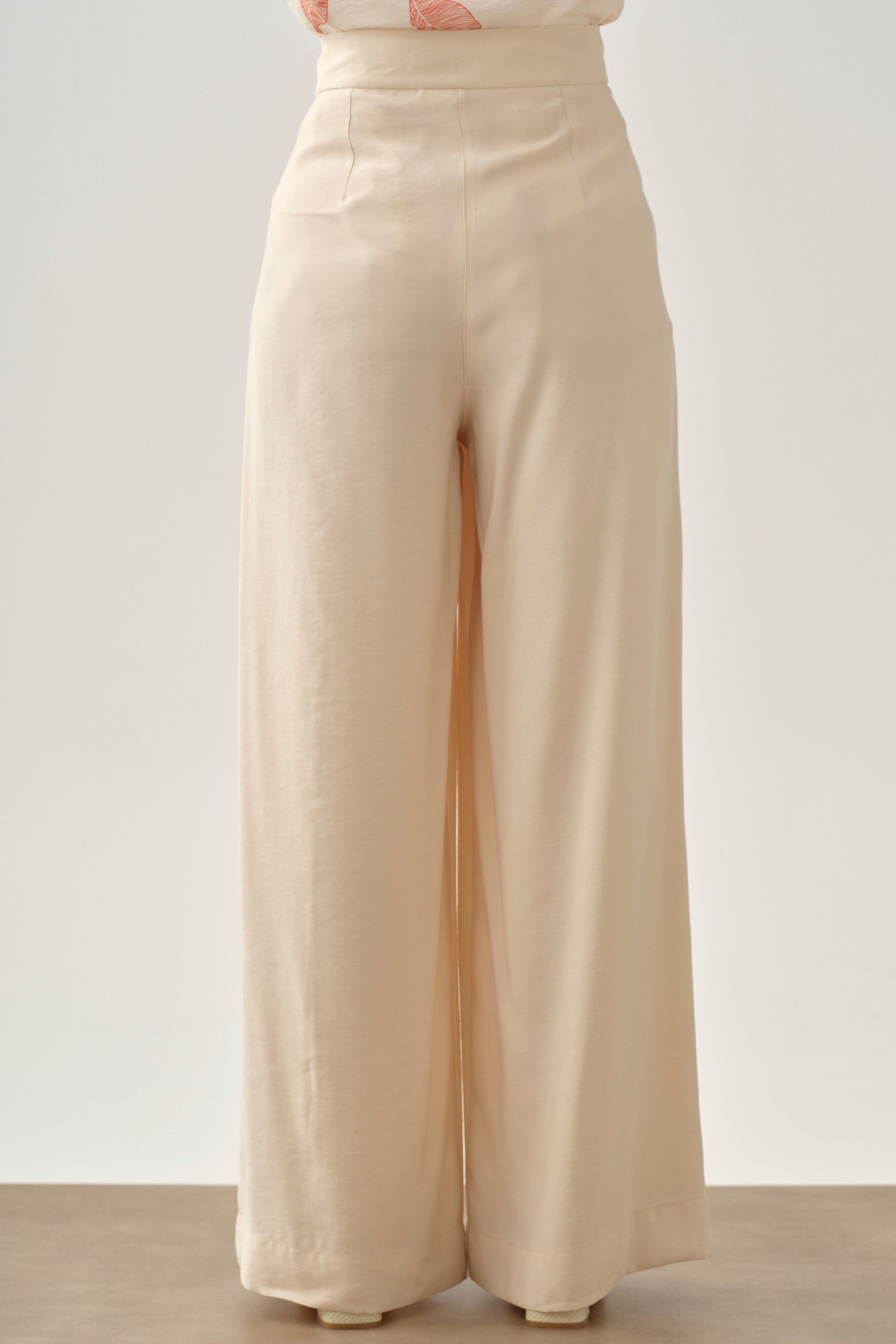 Pileli Pantolon - Ekru TUGBA