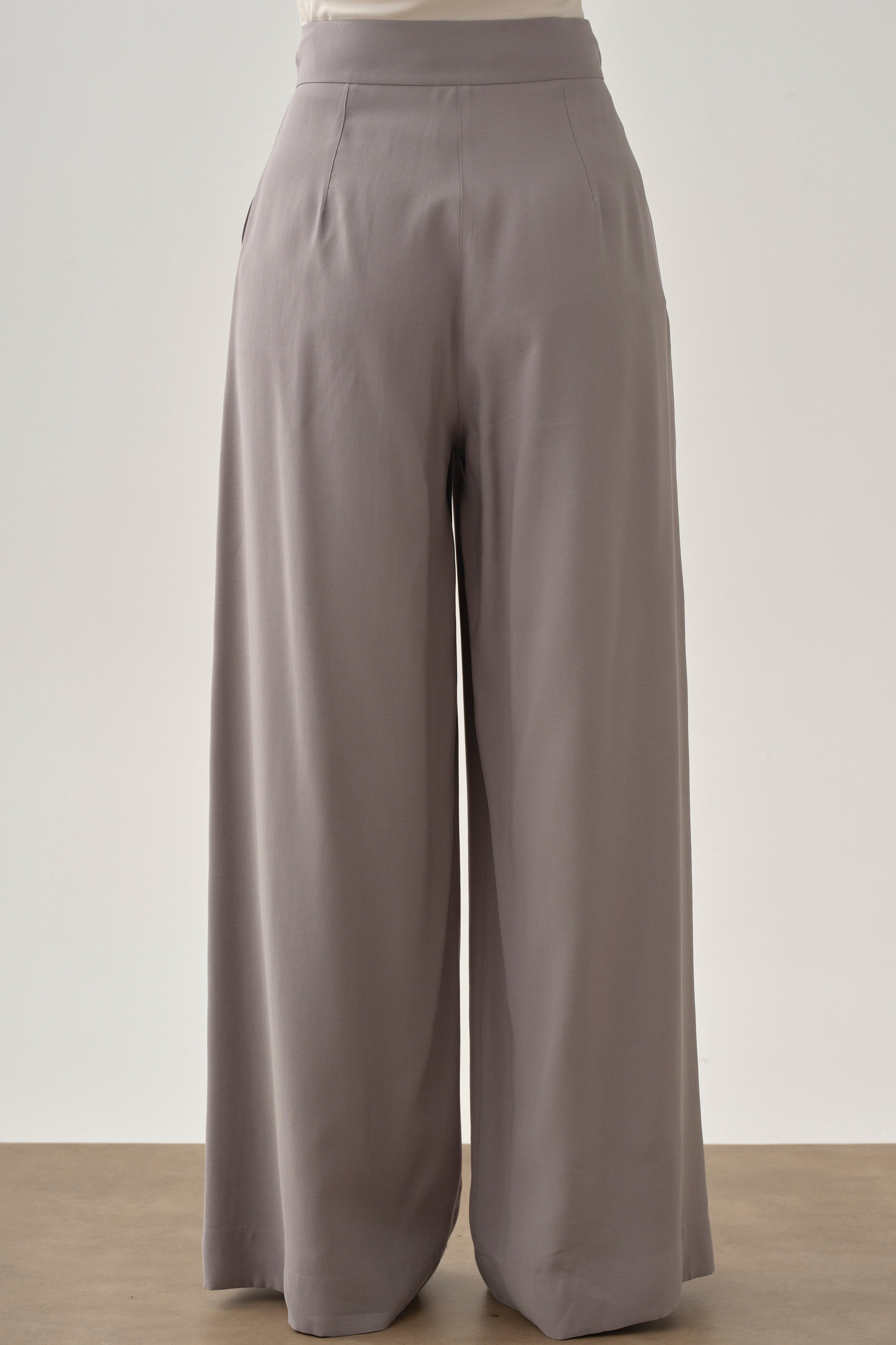 Pileli Pantolon - Gri TUGBA