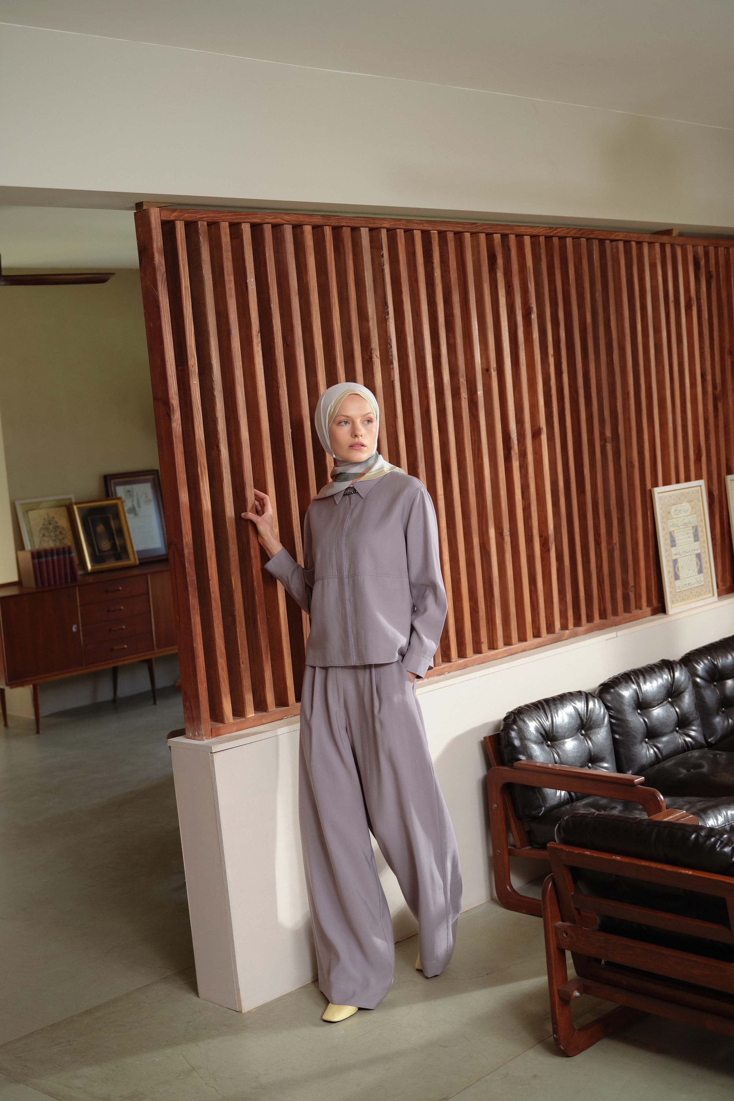 Pileli Pantolon - Gri TUGBA