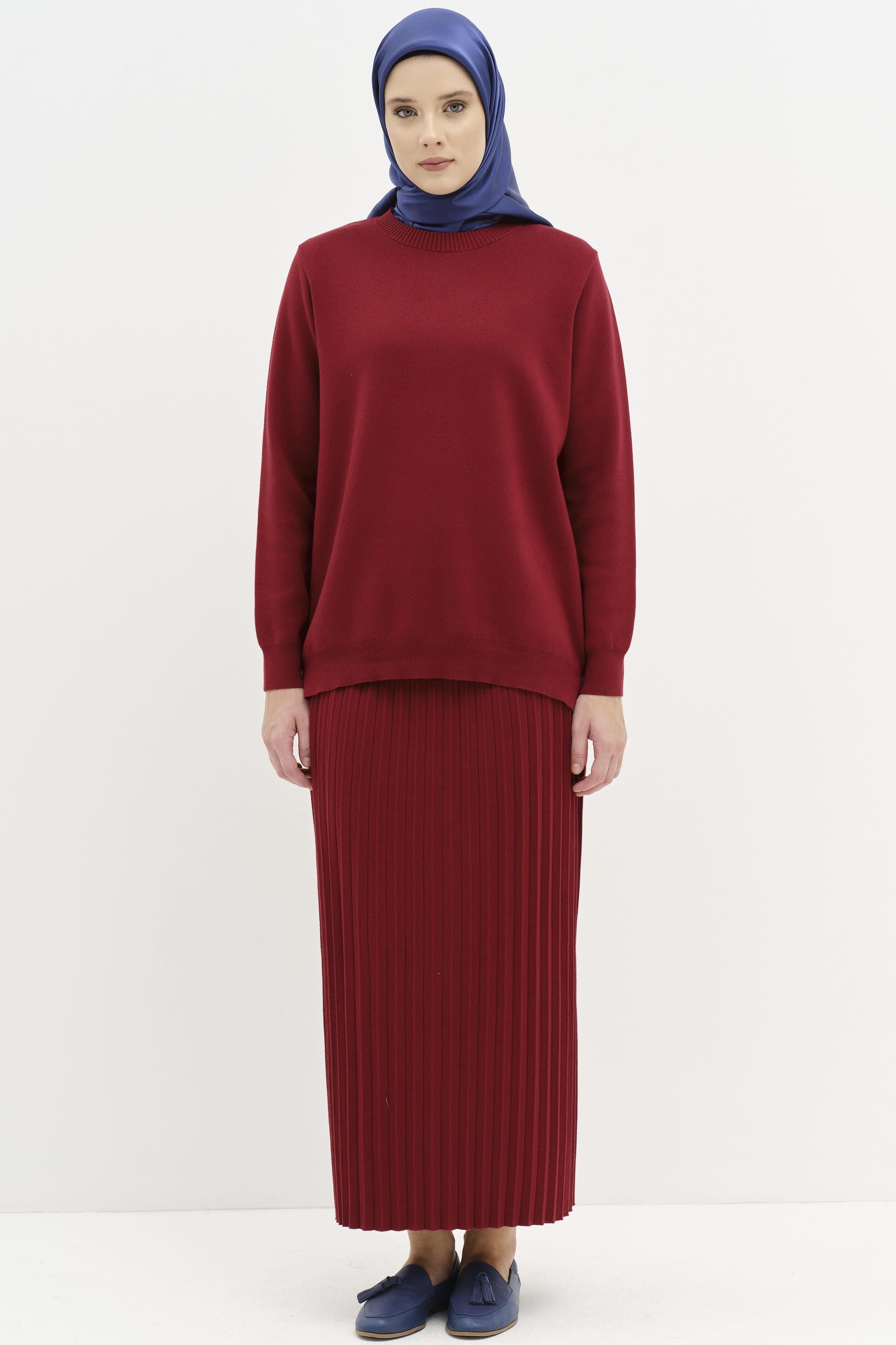 Pilise Etekli Triko Takım - Bordo TUGBA