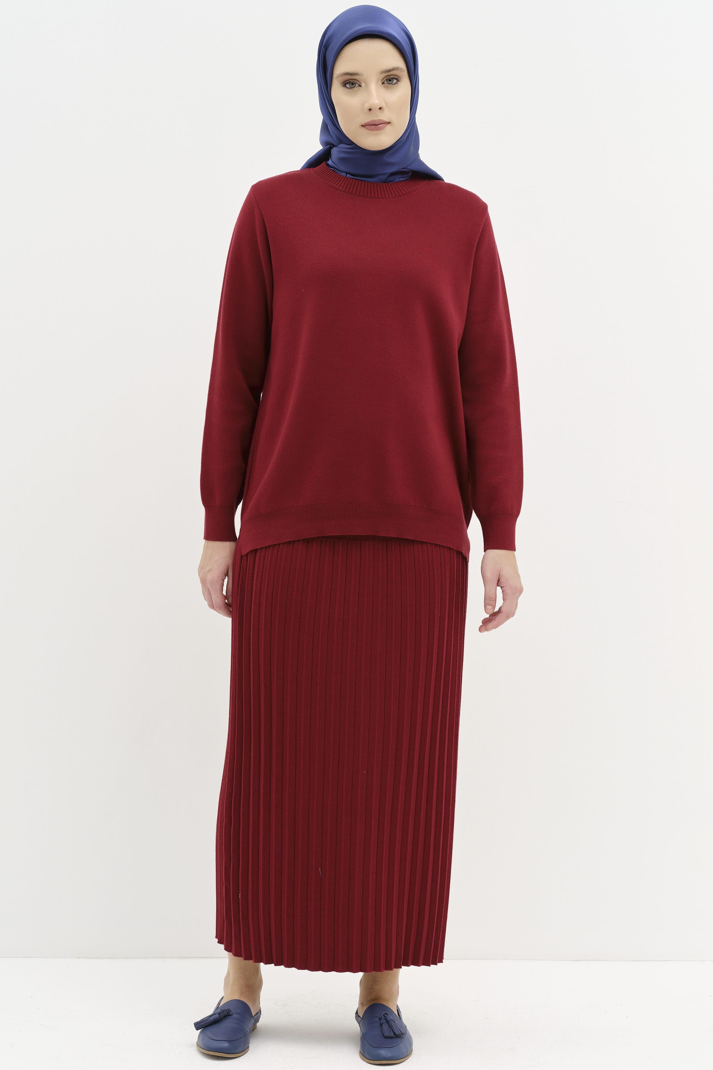 Pilise Etekli Triko Takım - Bordo TUGBA