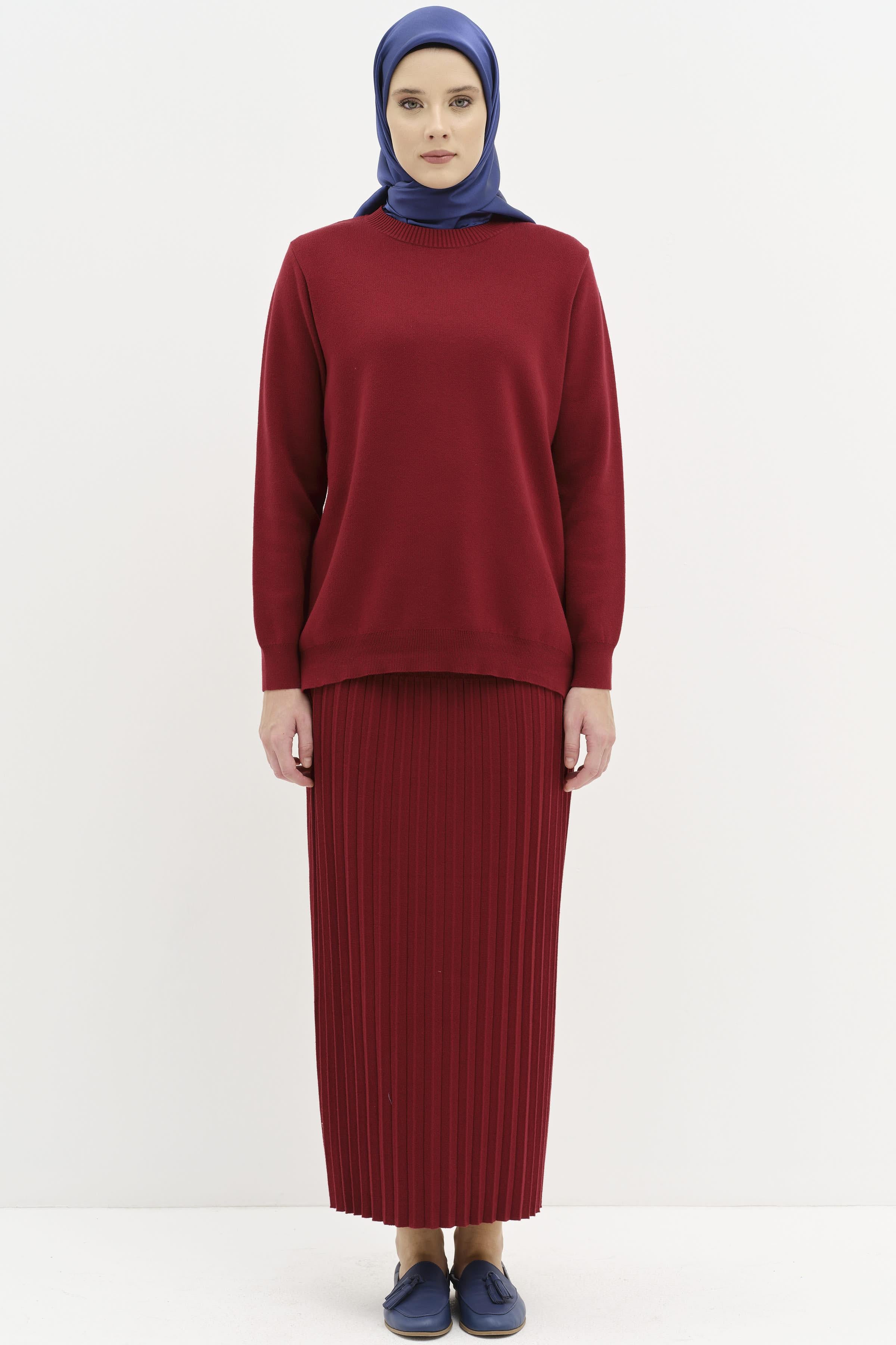 Pilise Etekli Triko Takım - Bordo TUGBA