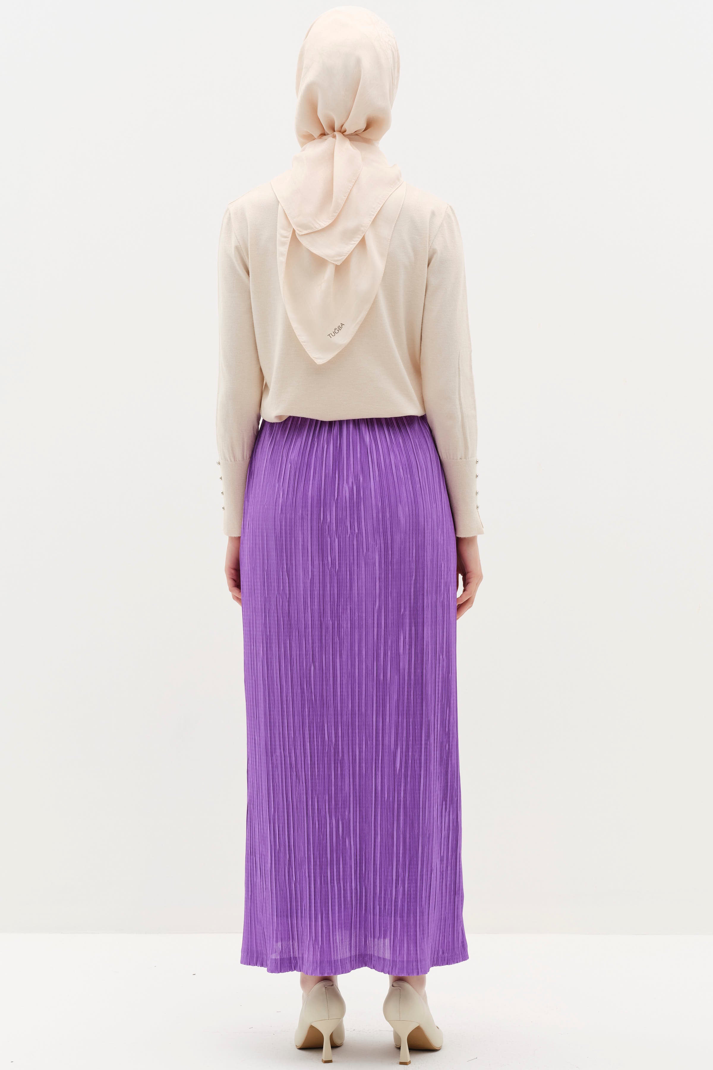 Piliseli Beli Lastikli Etek - Lila TUGBA