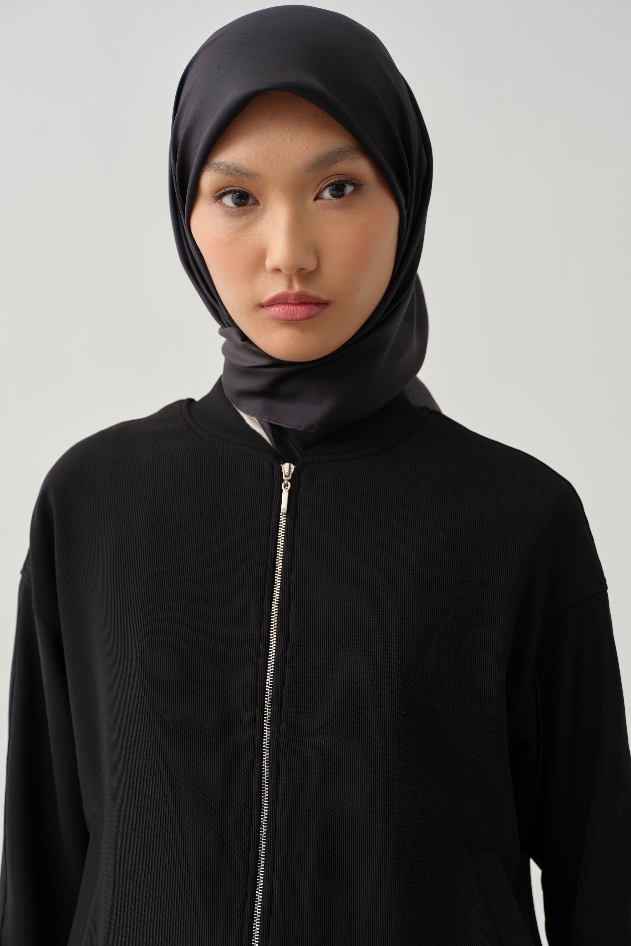 Pilot Yaka Lastikli Örme Ceket - Siyah TUGBA