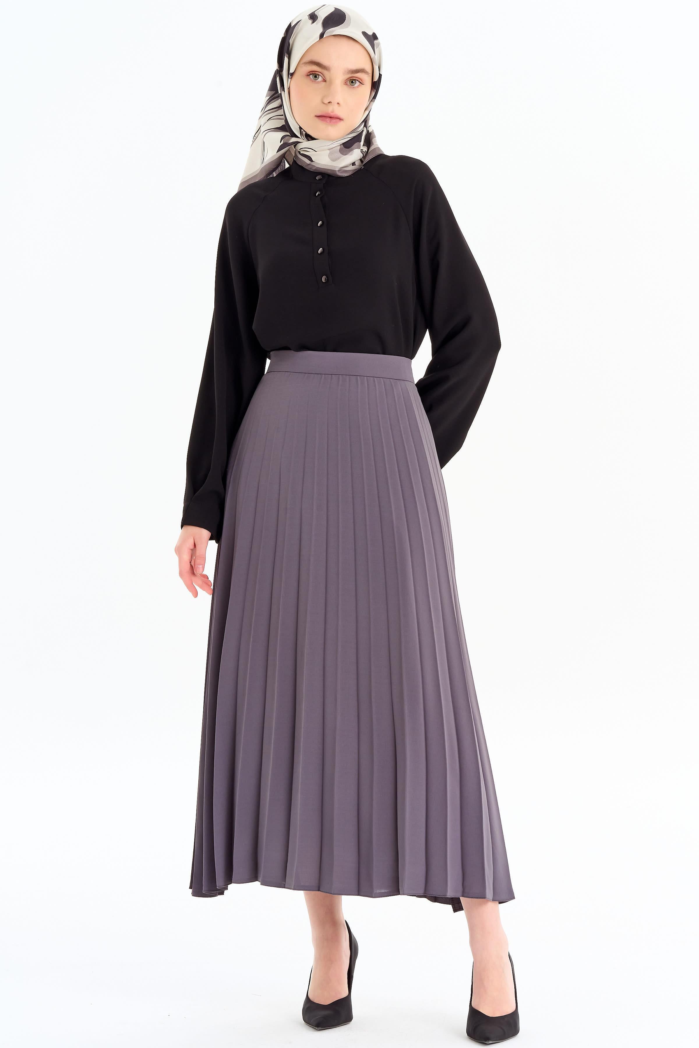 Plisoley Etek - Gri TUGBA