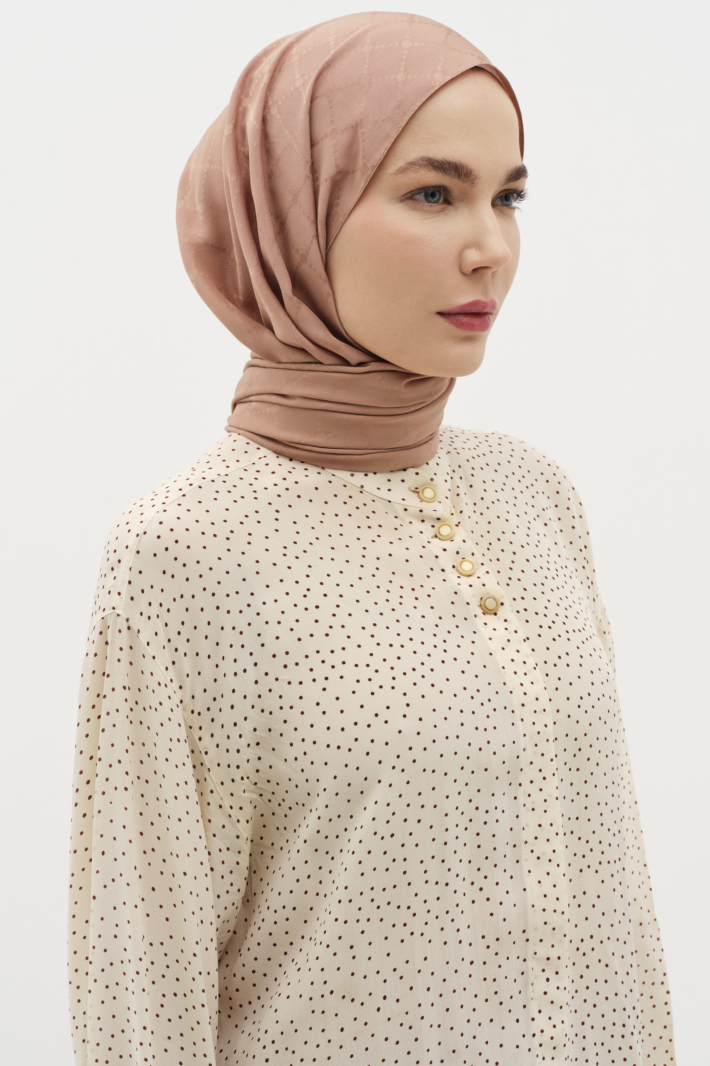 Puan Kare Desen Viskon Şal - Bisküvi TUĞBA