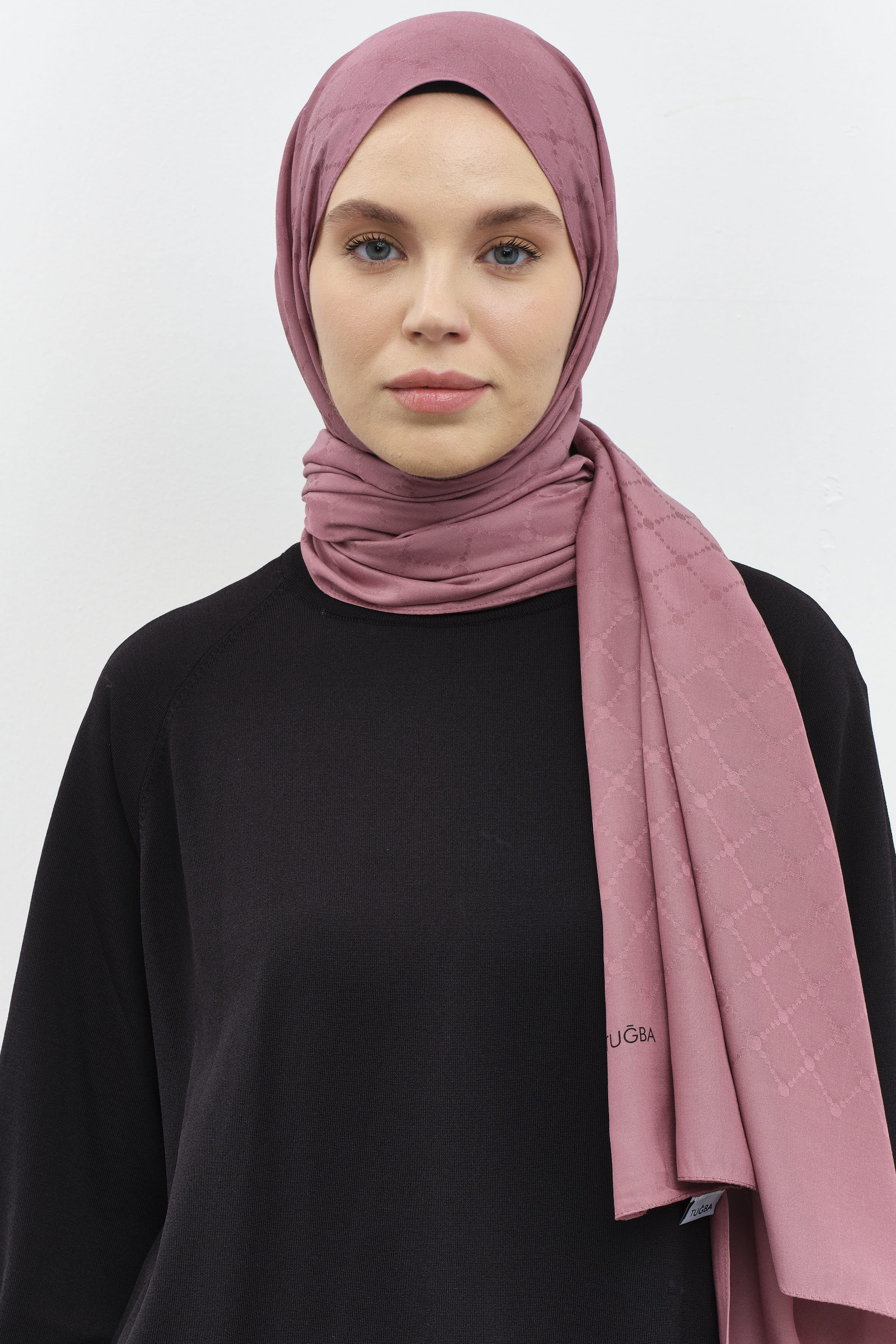 Puan Kare Desen Viskon Şal - Gül Kurusu TUGBA