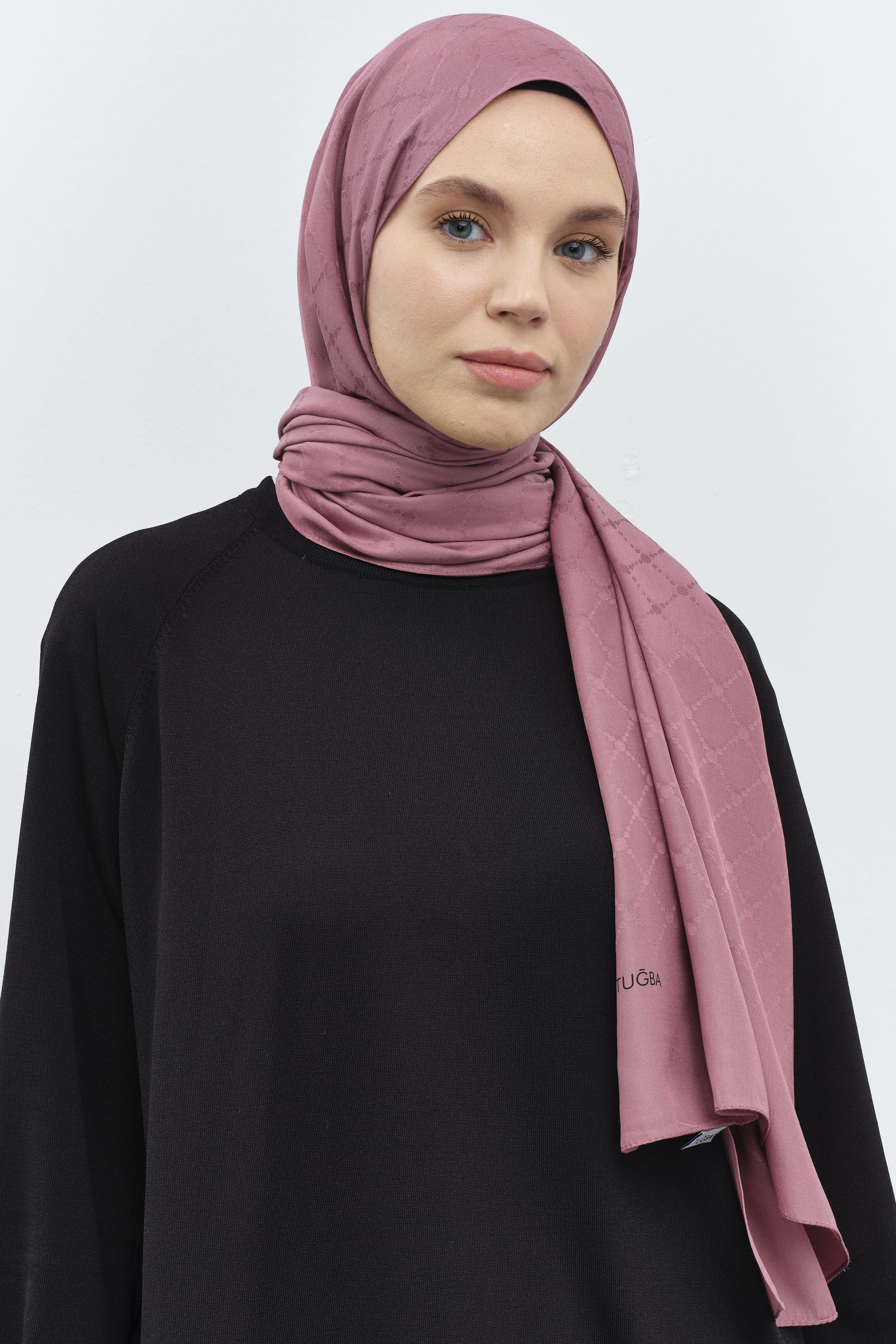 Puan Kare Desen Viskon Şal - Gül Kurusu TUGBA