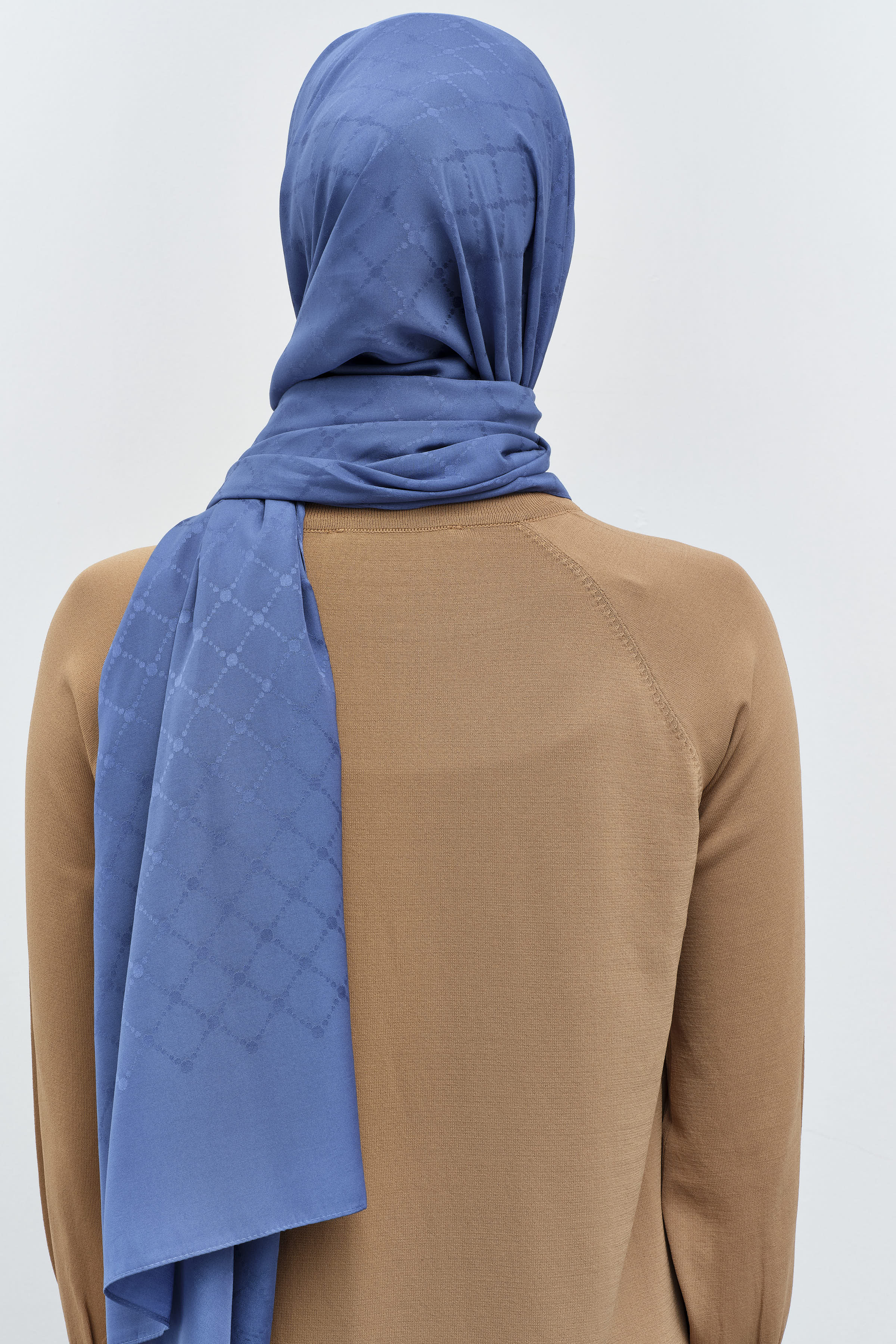 Puan Kare Desen Viskon Şal - İndigo TUGBA