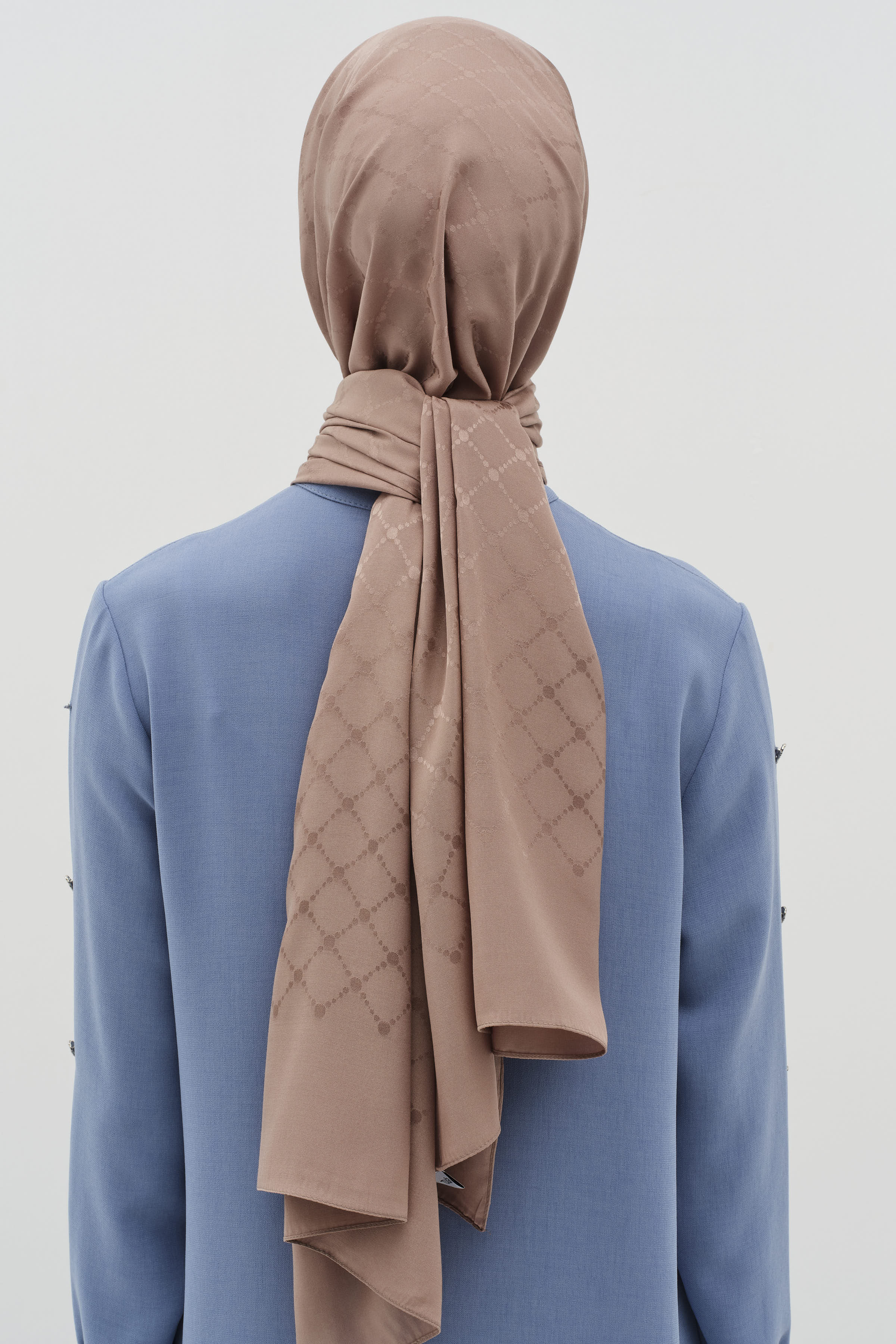 Puan Kare Desen Viskon Şal - Vizon TUGBA