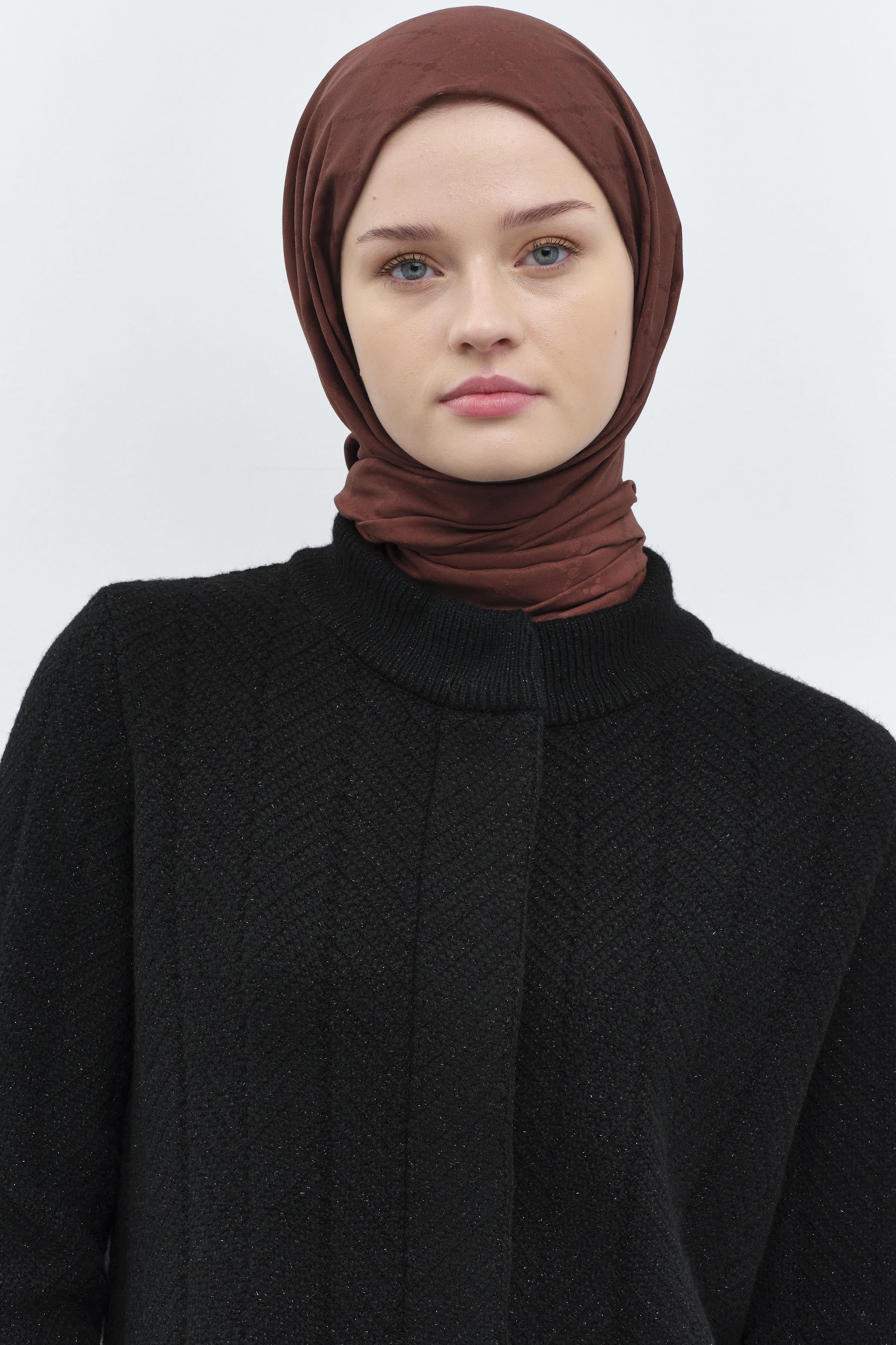 Puan Kare Desen Viskon Şal - Açık Kahve TUGBA