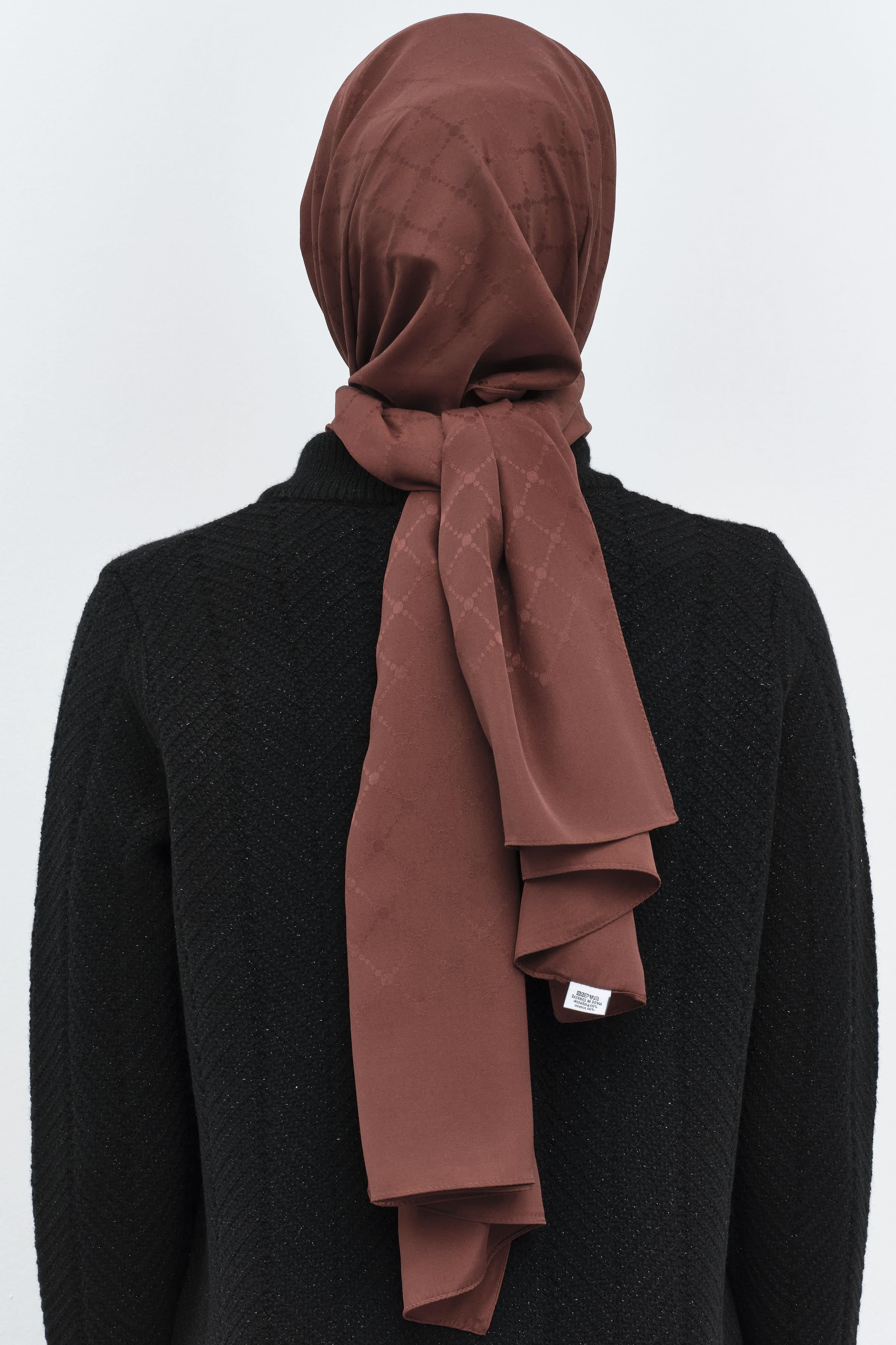 Puan Kare Desen Viskon Şal - Açık Kahve TUGBA