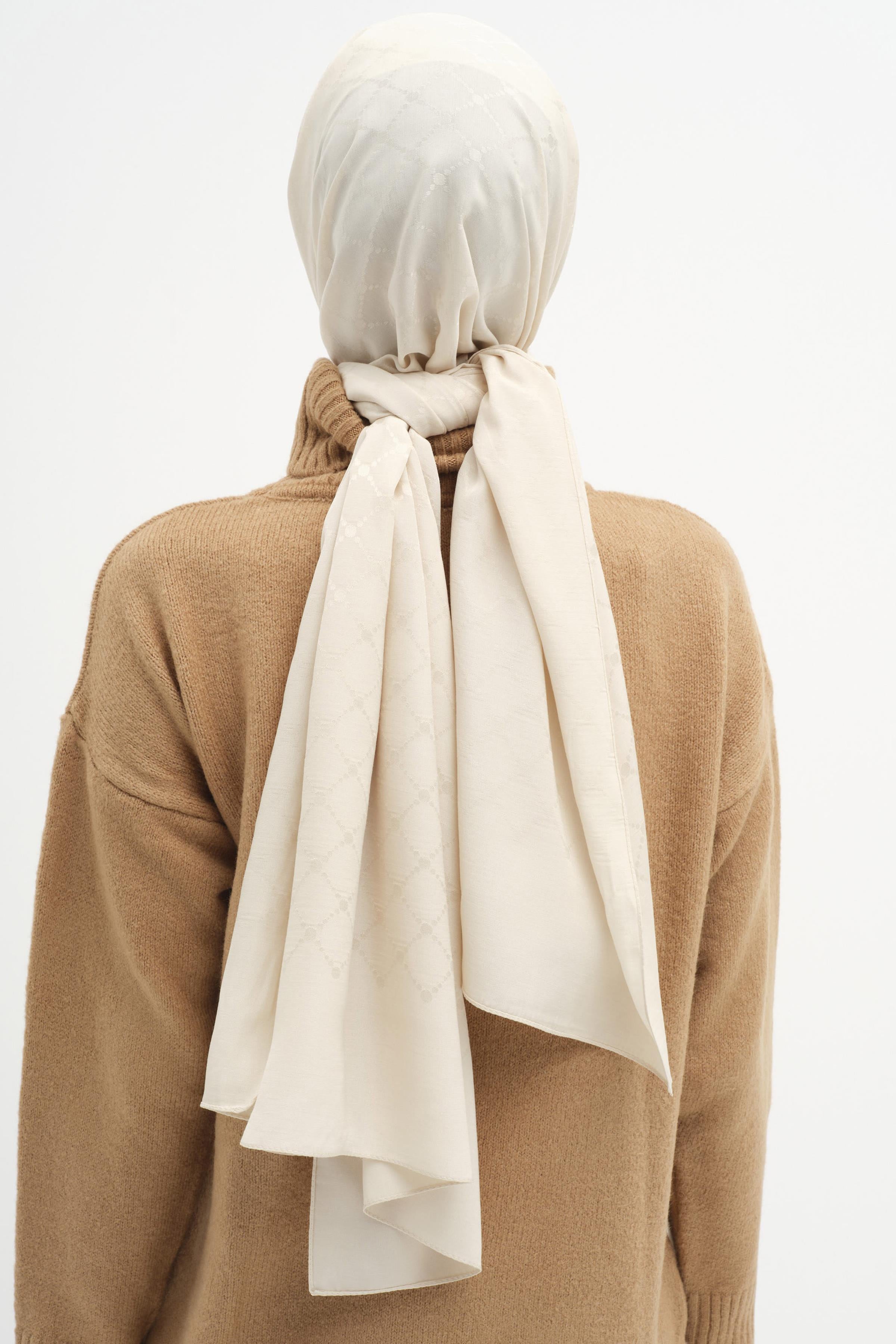 Puan Kare Desen Viskon Şal - Taş TUGBA