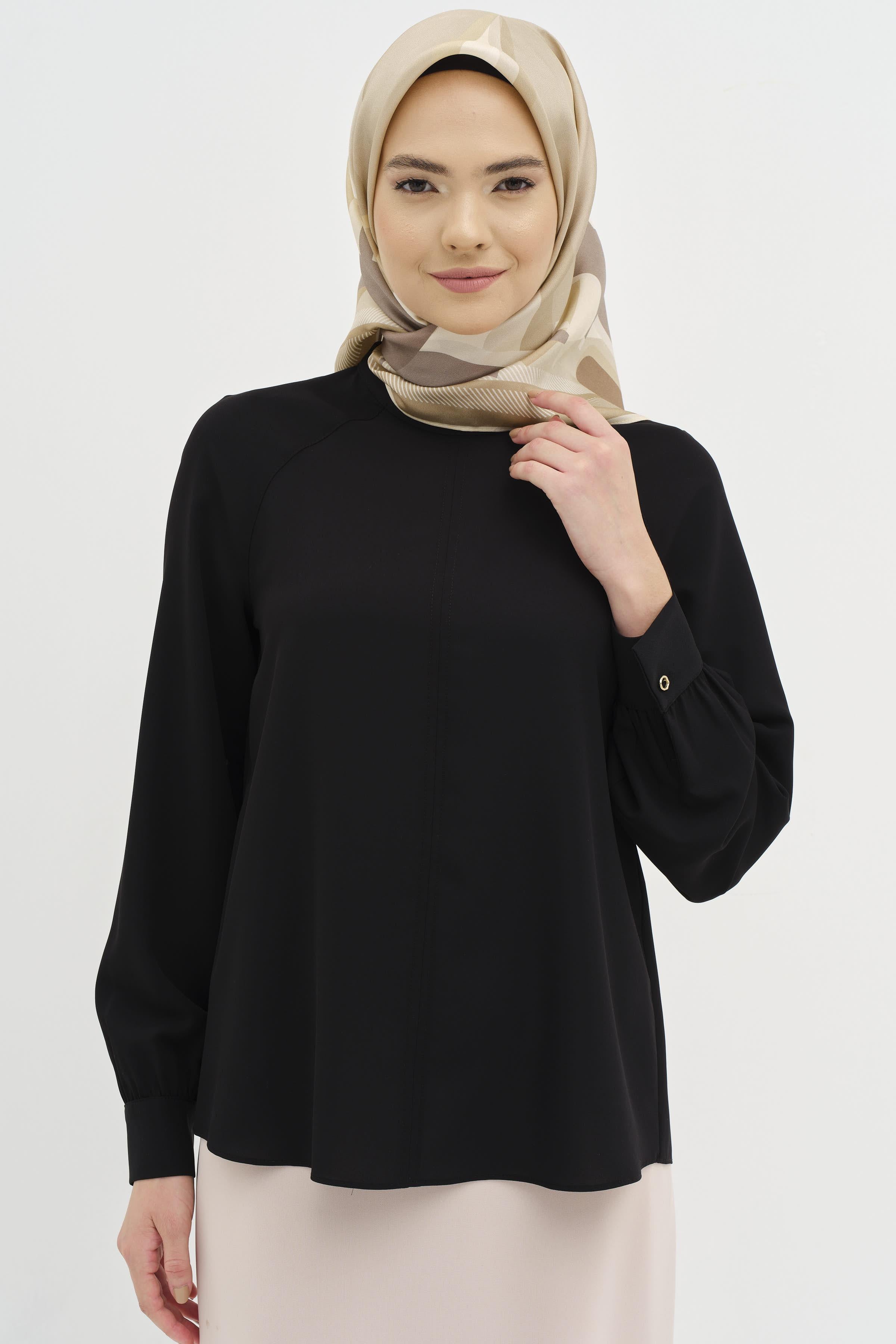 Reglan Kollu Bluz - Siyah TUGBA