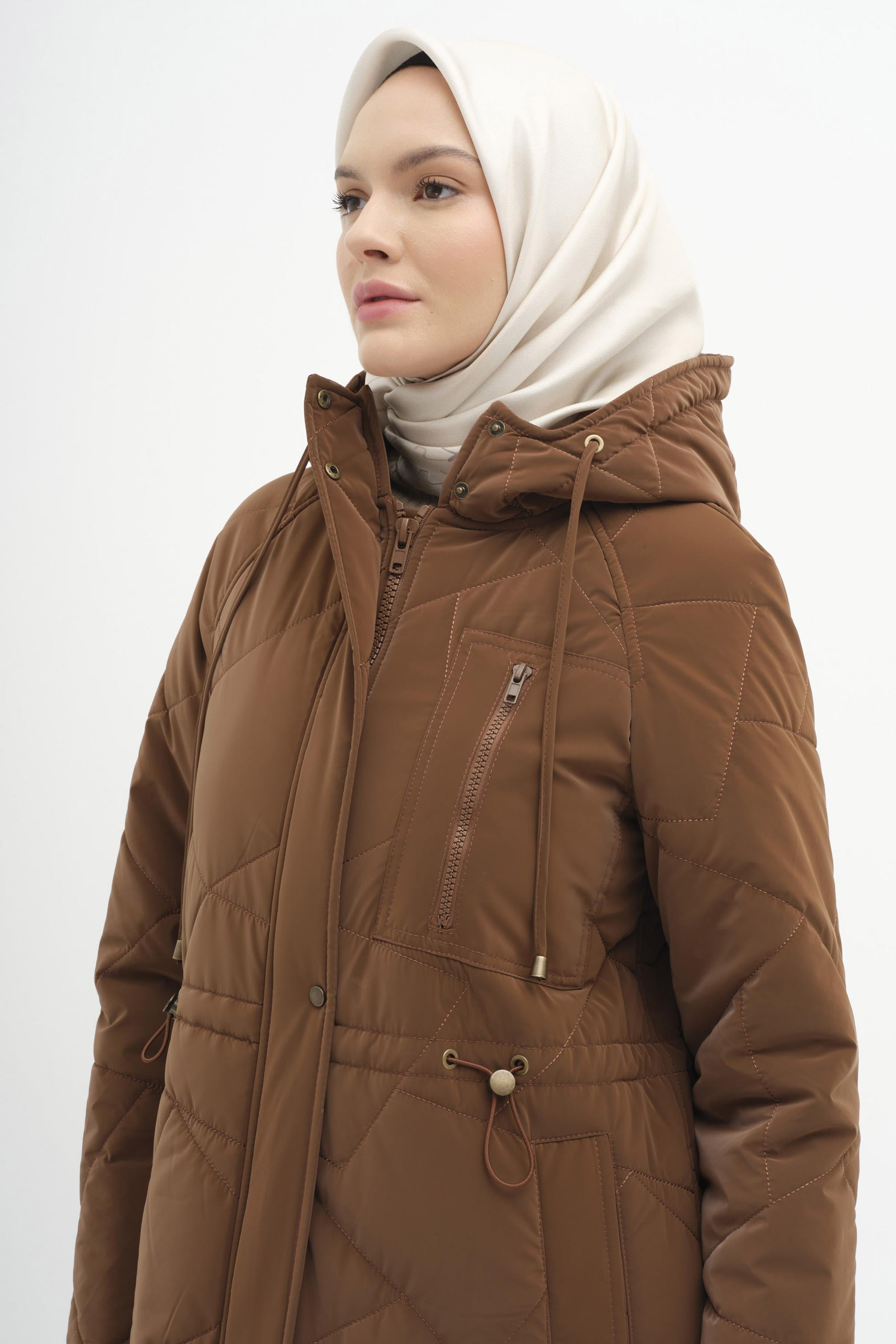 Reglan Kollu Kapitone Kaban - Kahve TUGBA