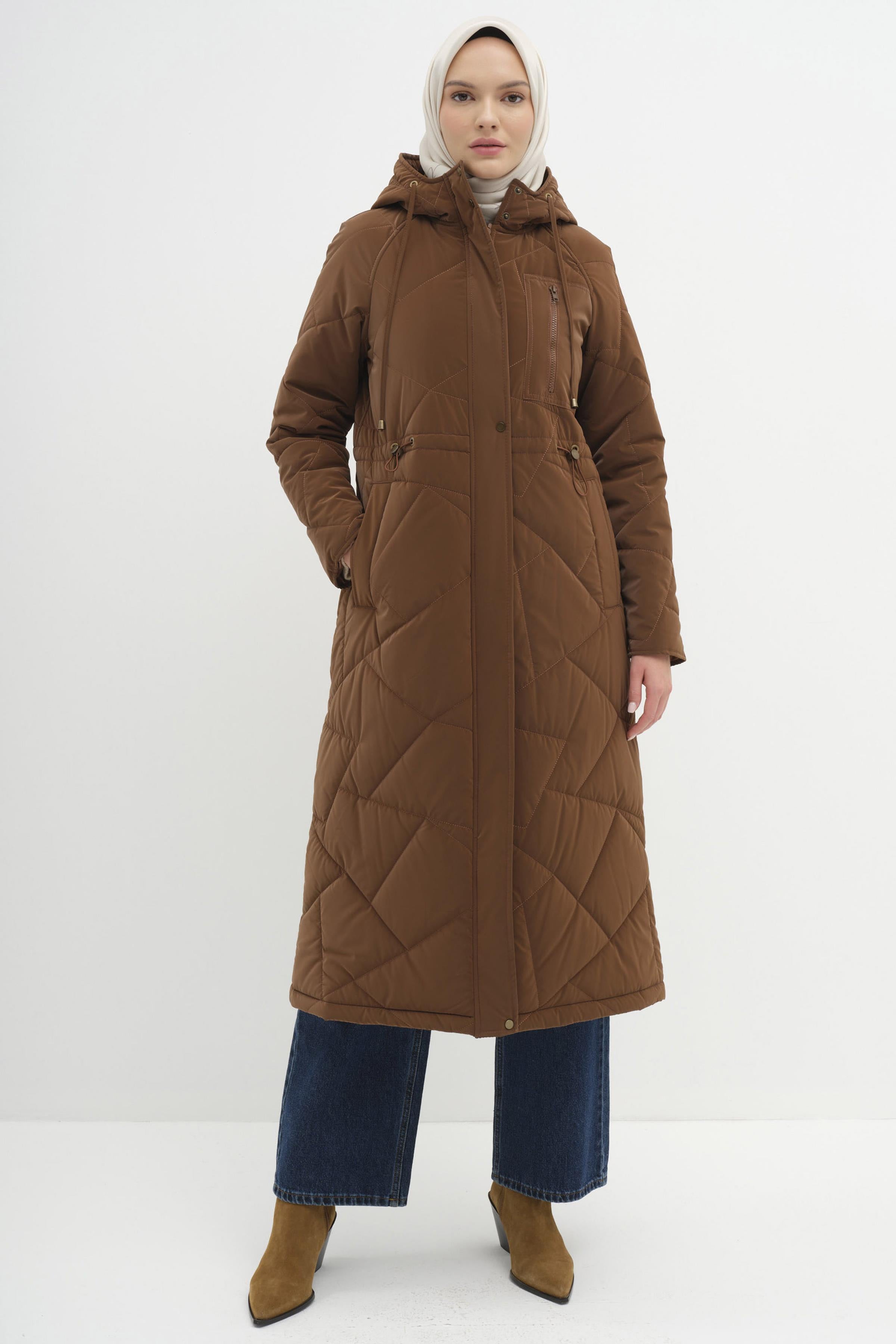 Reglan Kollu Kapitone Kaban - Kahve TUGBA