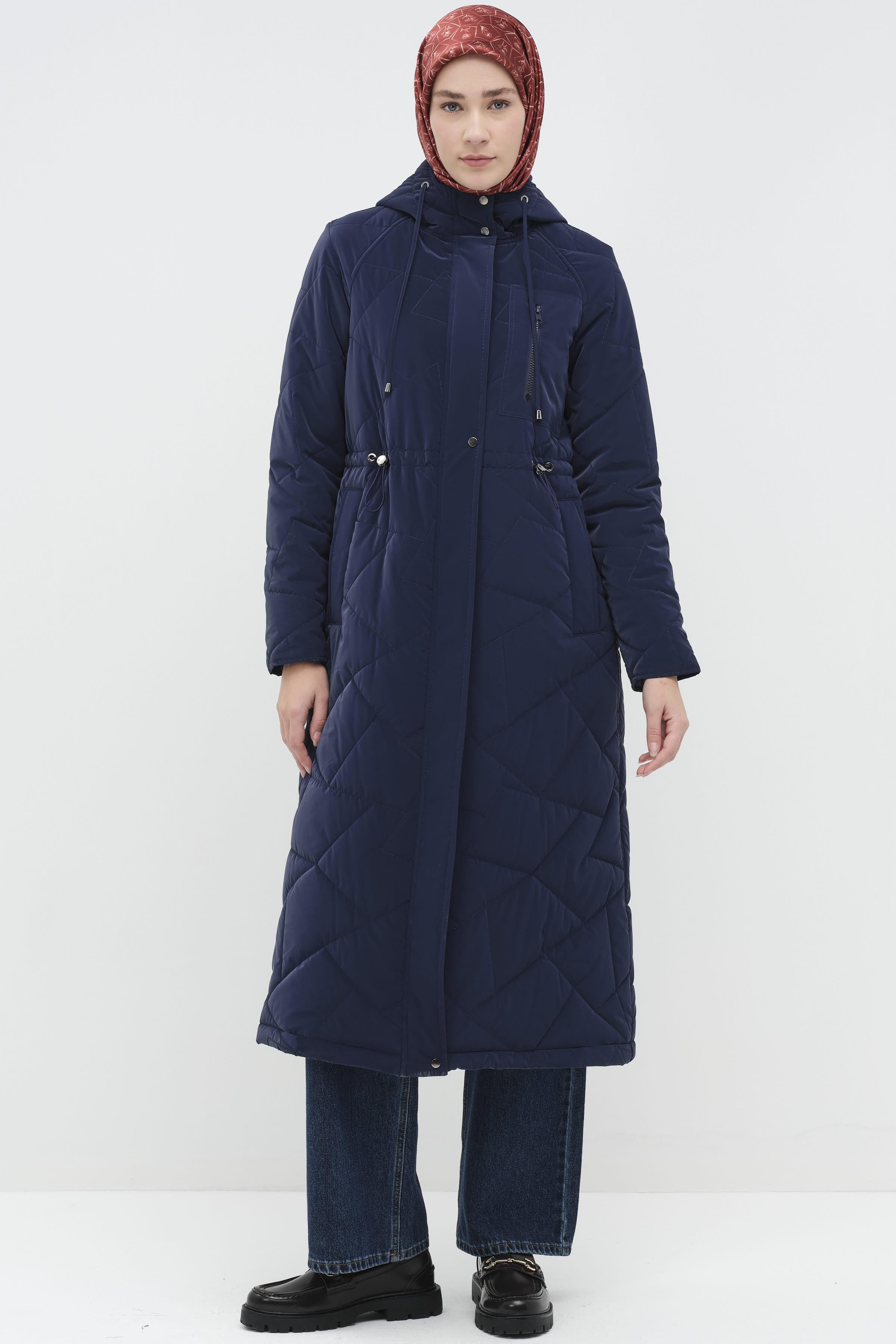 Reglan Kollu Kapitone Kaban - Lacivert TUGBA