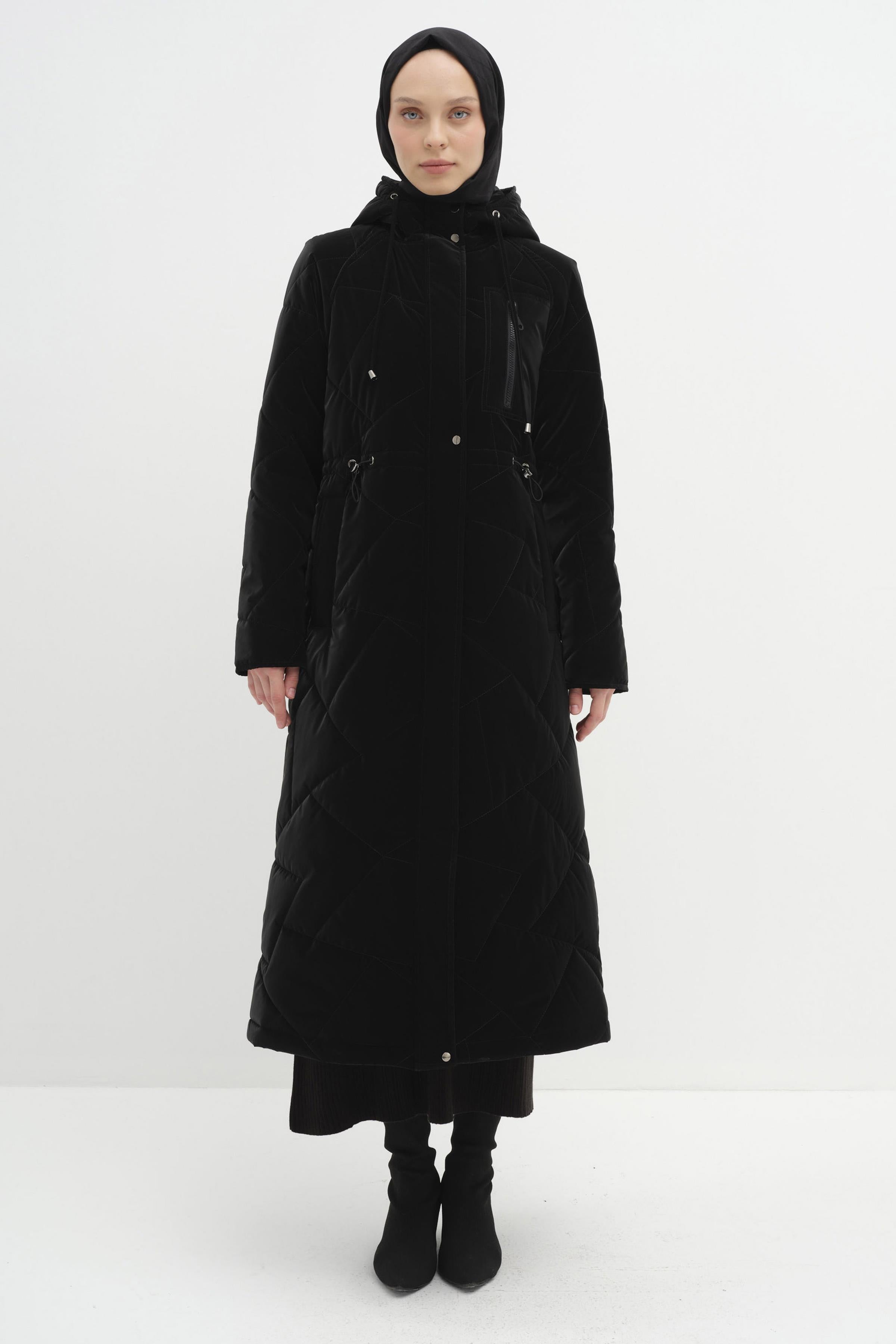 Reglan Kollu Kapitone Kaban - Siyah TUGBA