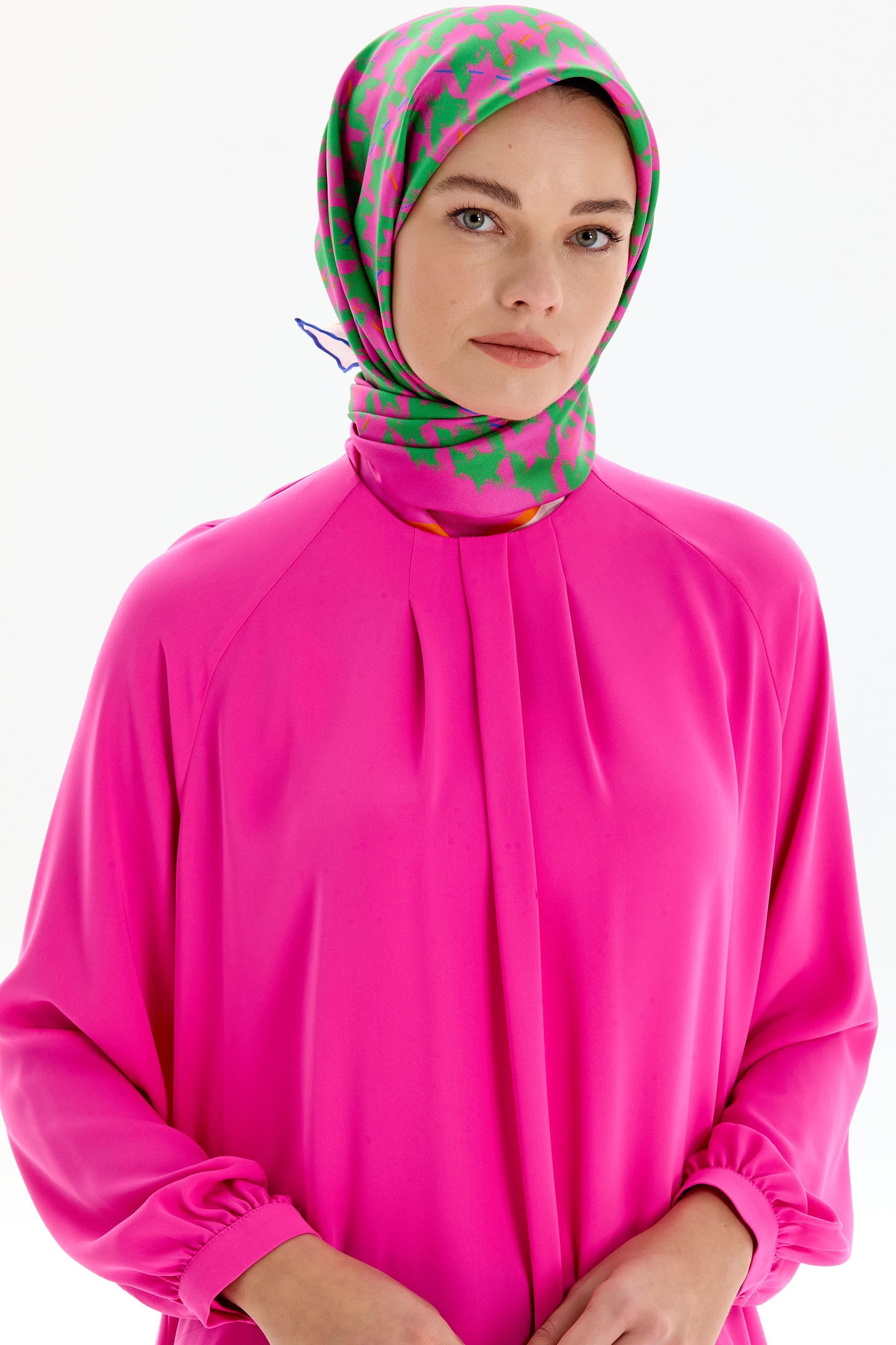 Reglan Kollu Pile Detaylı Bluz - Fuşya TUGBA