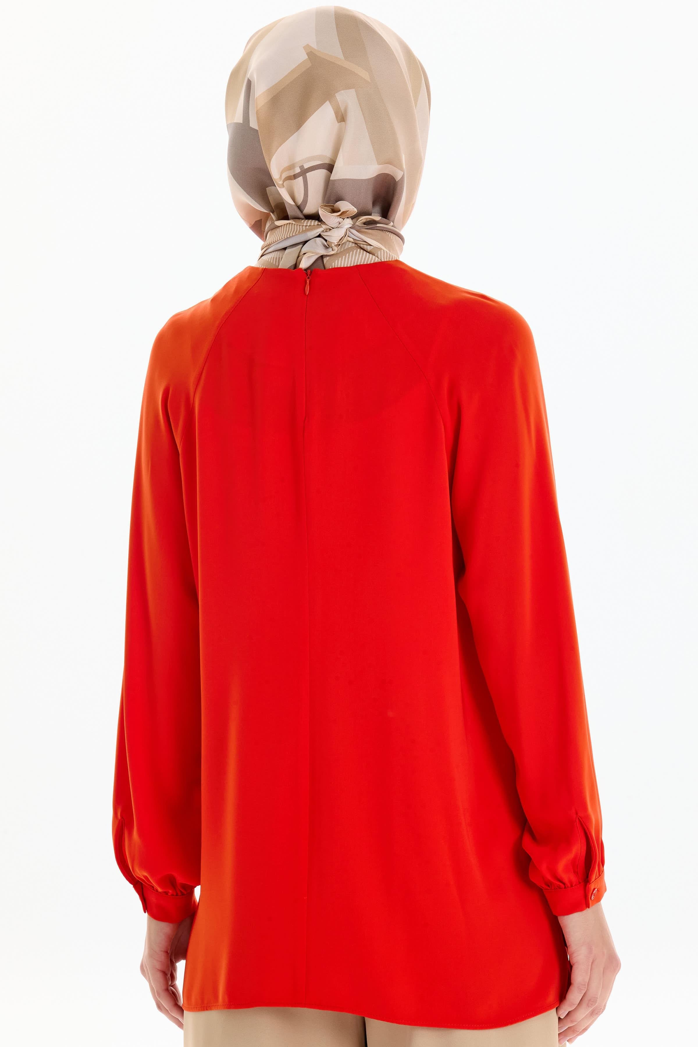 Reglan Kollu Pile Detaylı Bluz - Mercan TUGBA