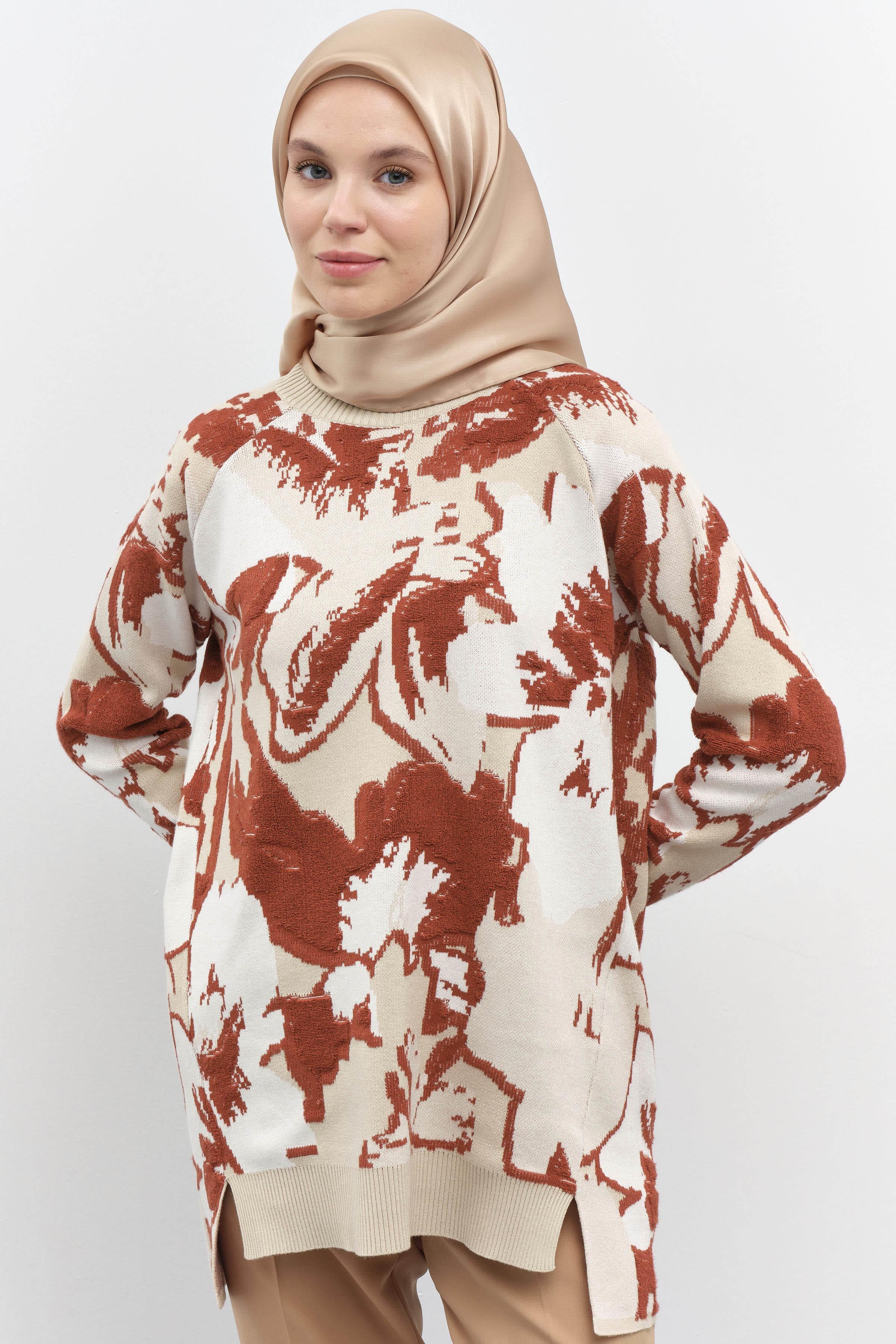 Reglan Kollu Triko Tunik - Turuncu TUGBA