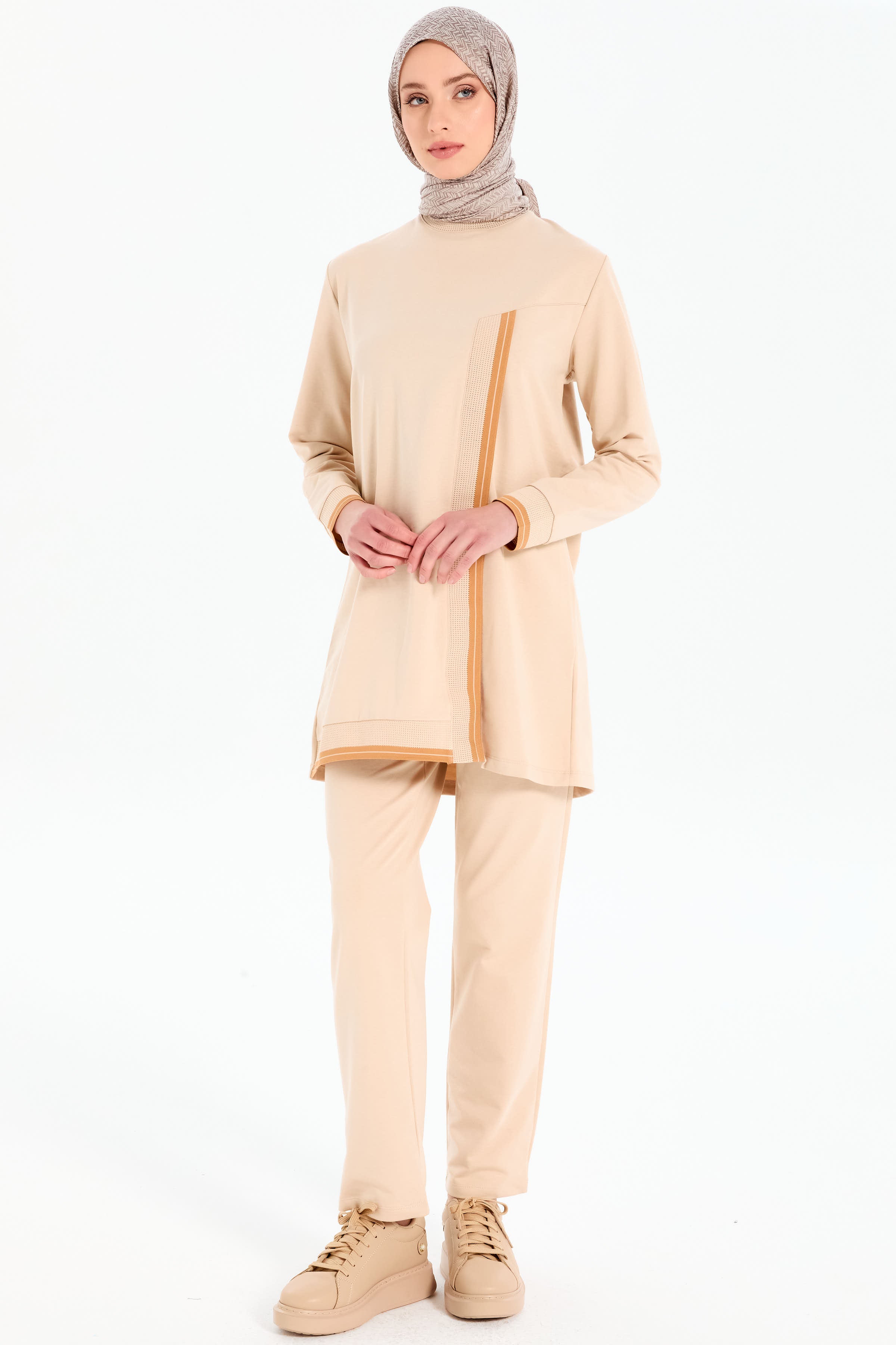 Ribana Detaylı Örme Takım - Bej - Camel TUGBA