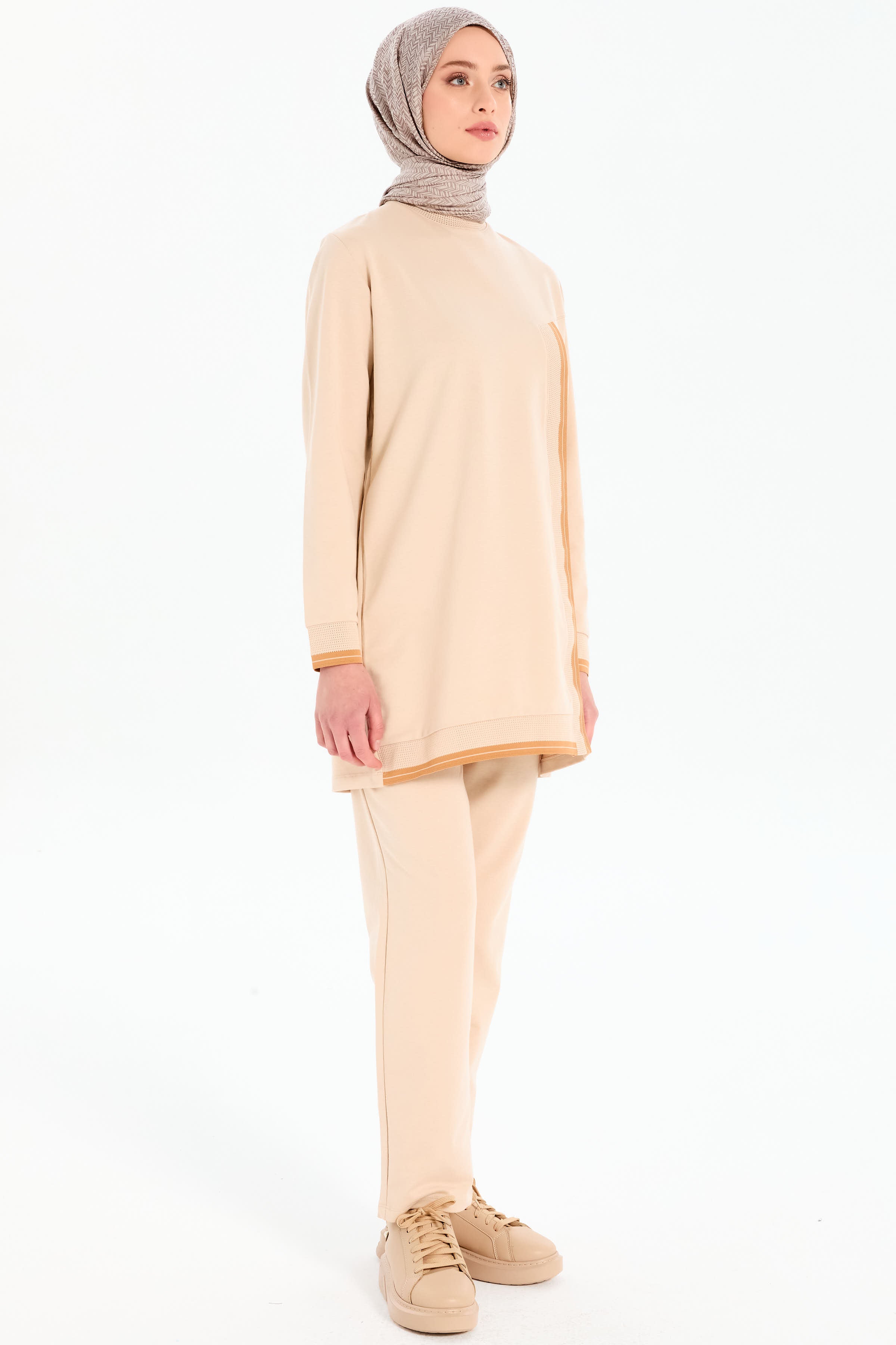 Ribana Detaylı Örme Takım - Bej - Camel TUGBA