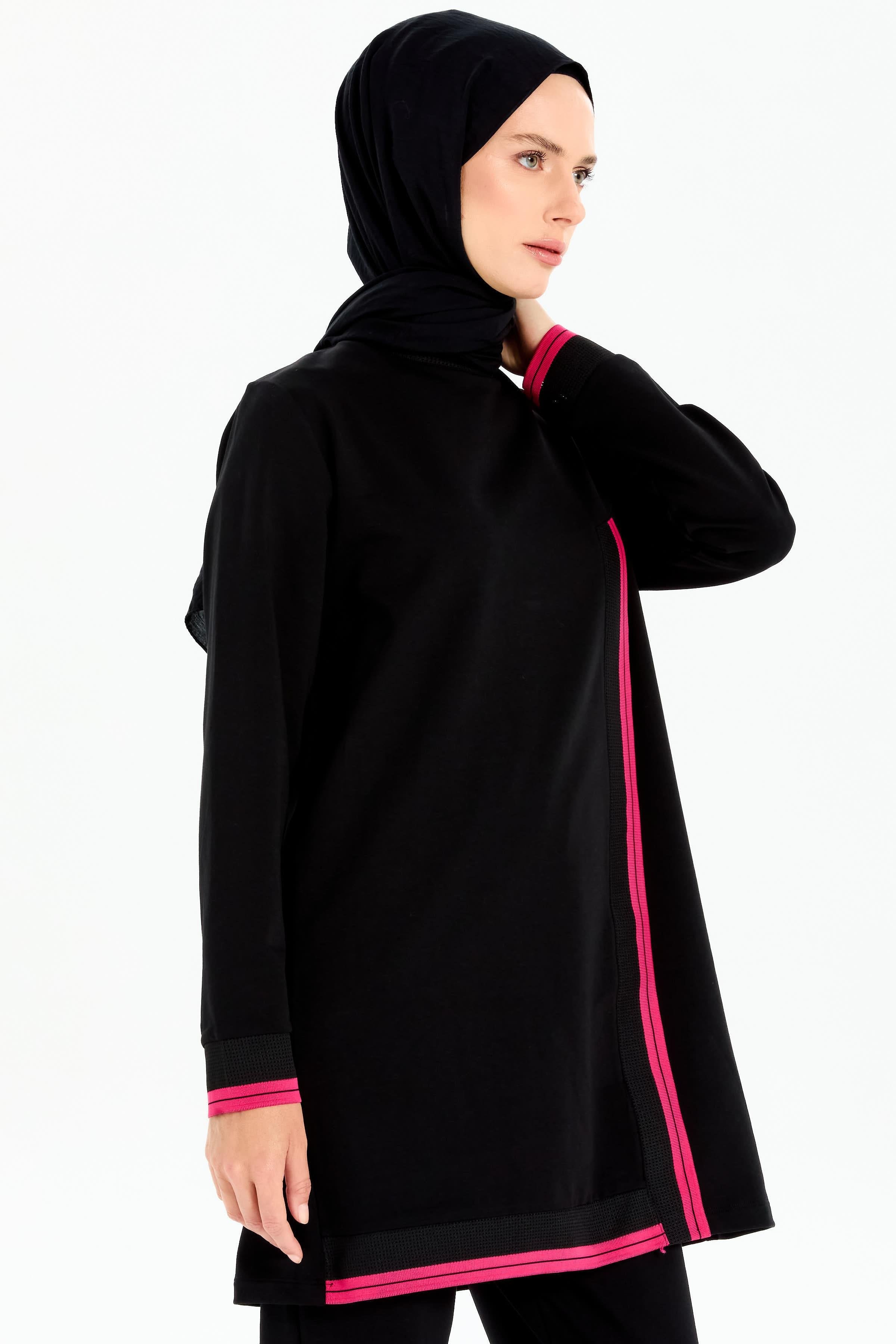 Ribana Detaylı Örme Takım - Siyah - Fuşya TUGBA