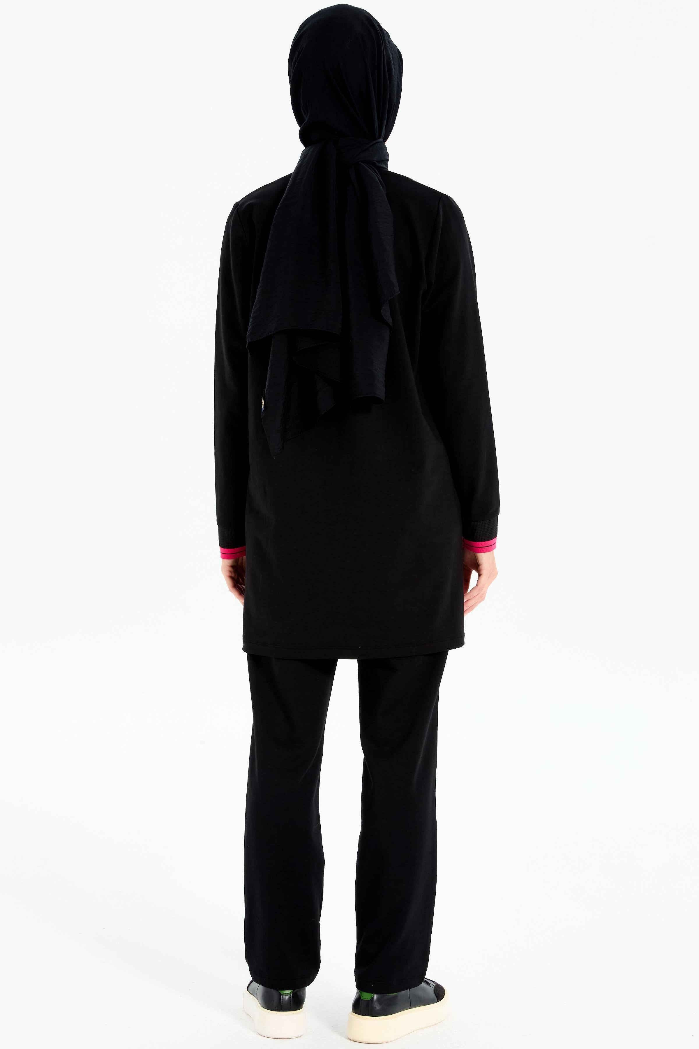 Ribana Detaylı Örme Takım - Siyah - Fuşya TUGBA