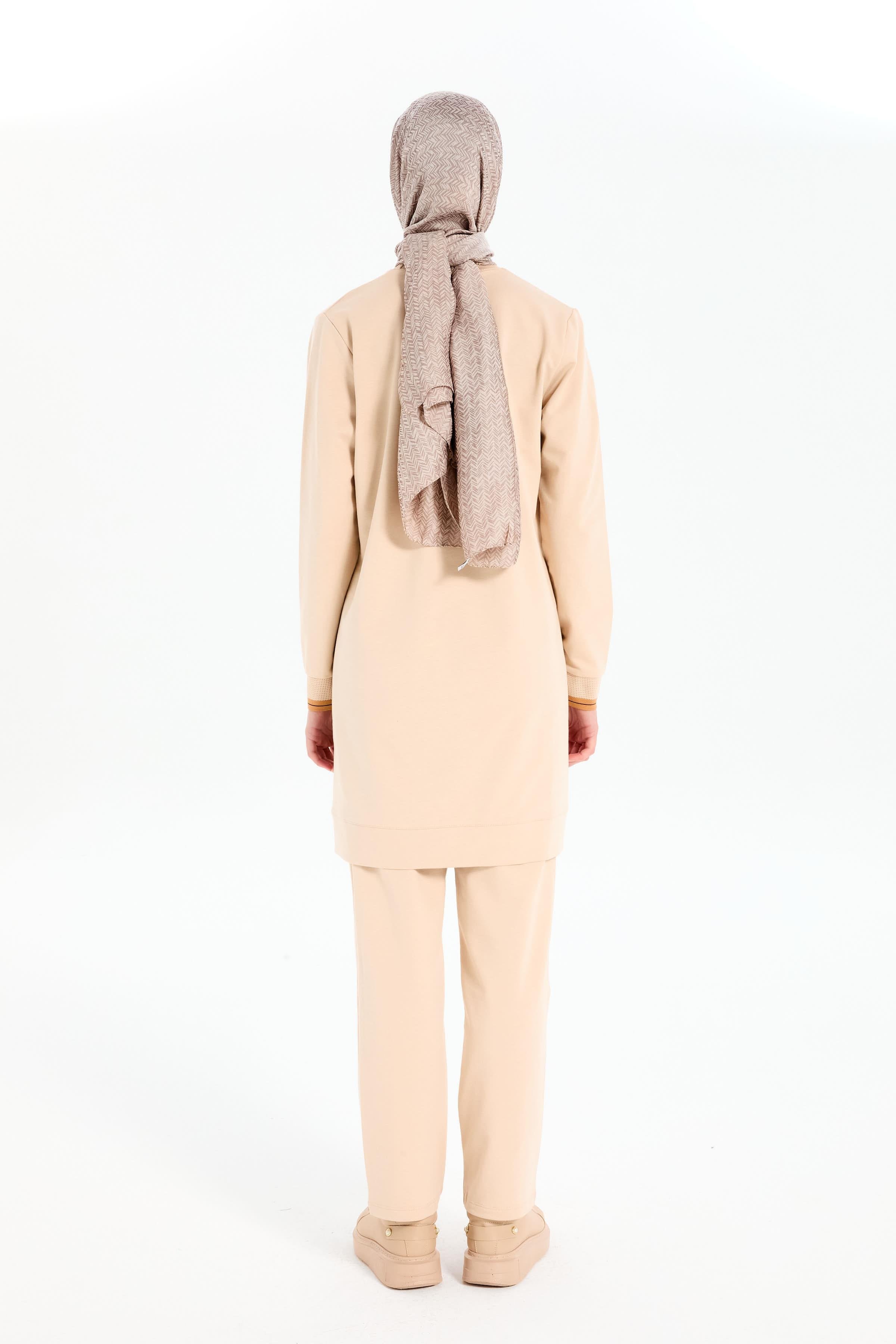 Ribanalı Cep Detaylı Tunik Pantolonlu Takım - Bej - Camel TUGBA