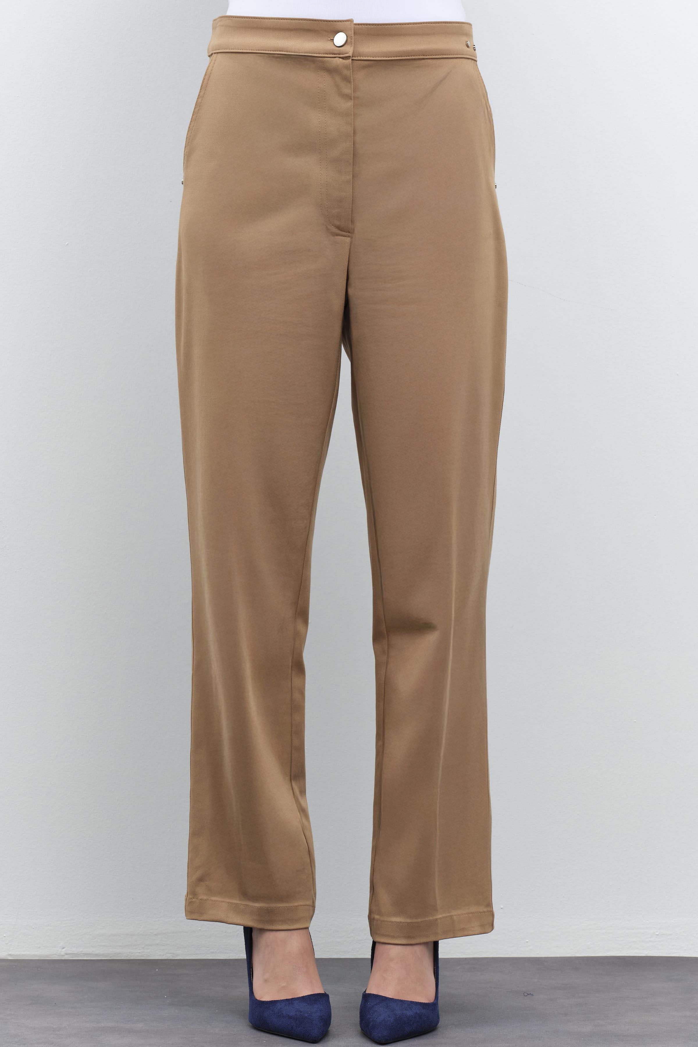 Rivet Detaylı Kanvas Pantolon - Camel TUGBA