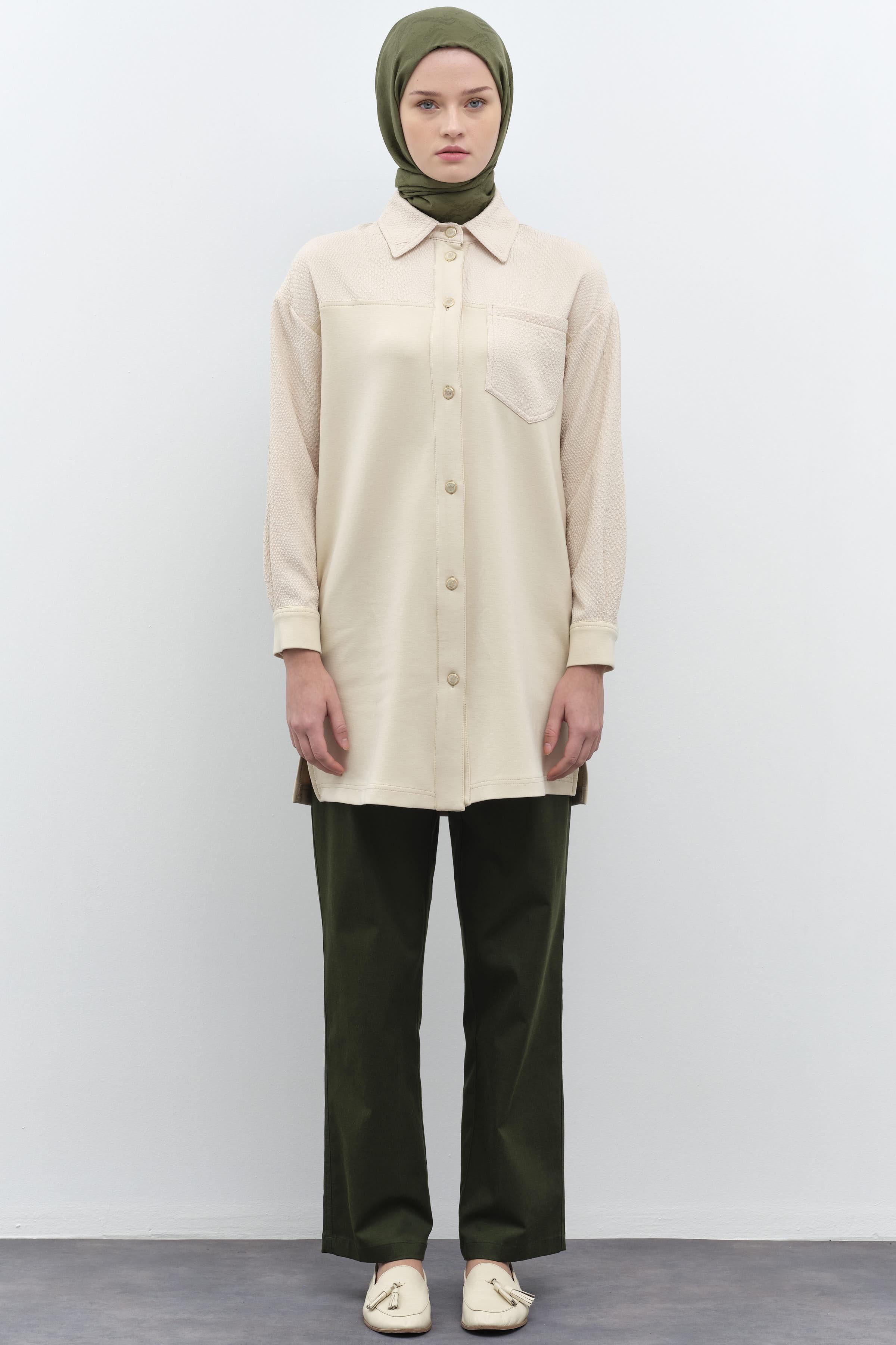 Rivet Detaylı Kanvas Pantolon - Haki TUGBA