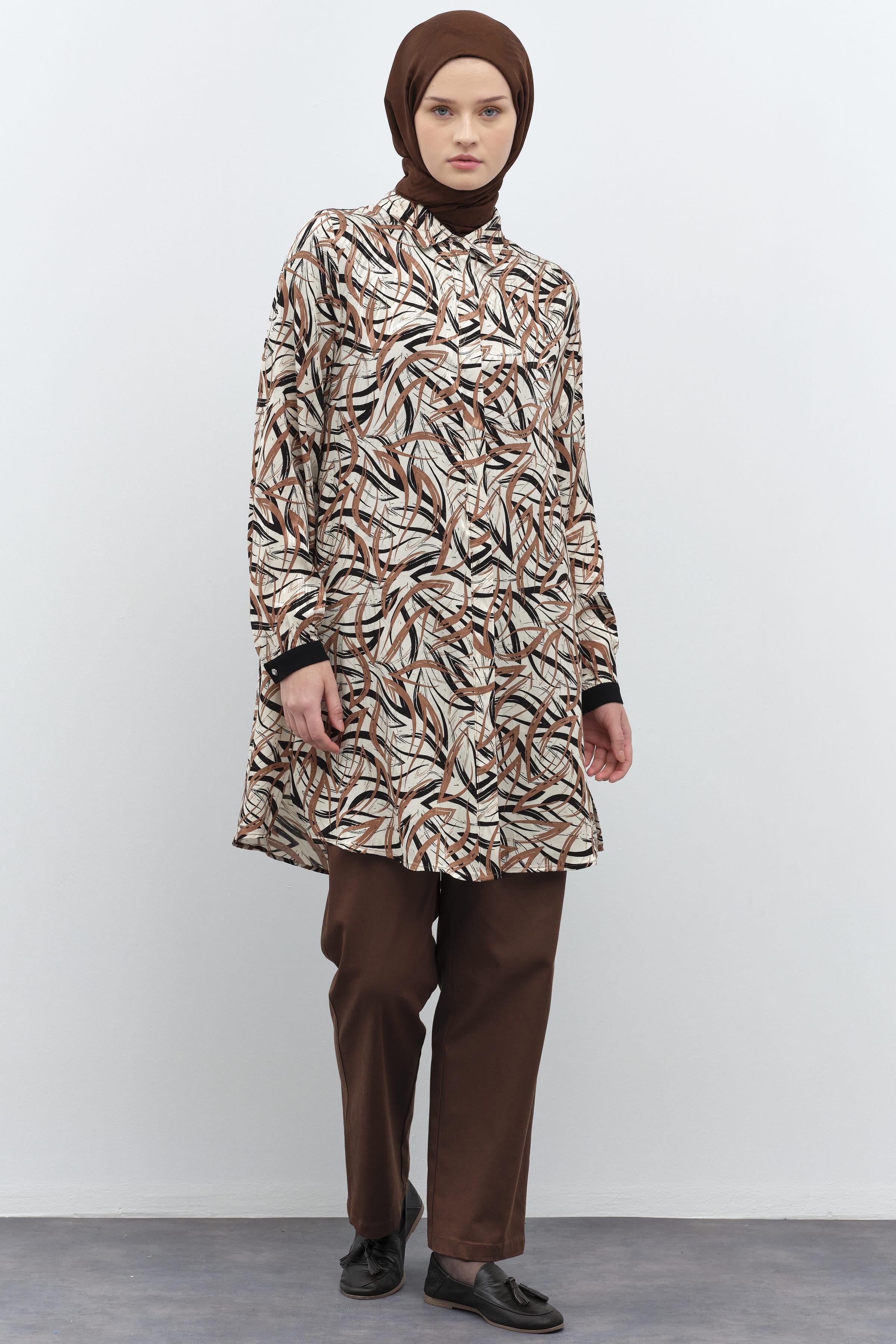 Rivet Detaylı Kanvas Pantolon - Kahve TUGBA