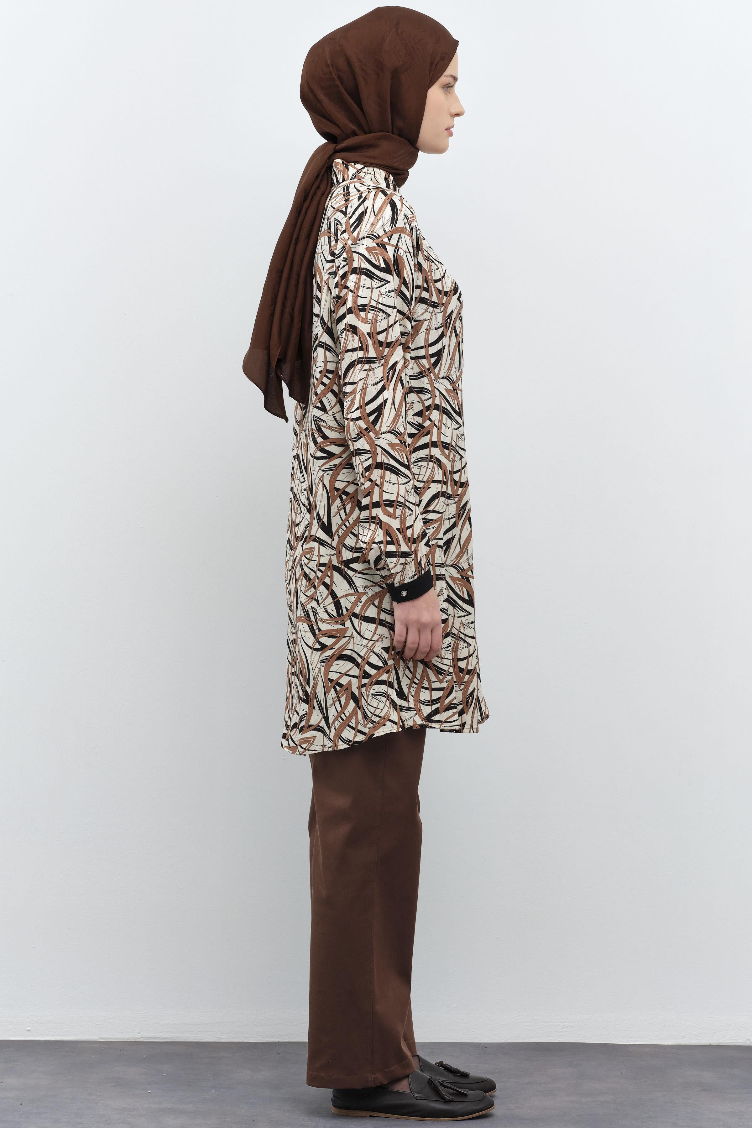 Rivet Detaylı Kanvas Pantolon - Kahve TUGBA