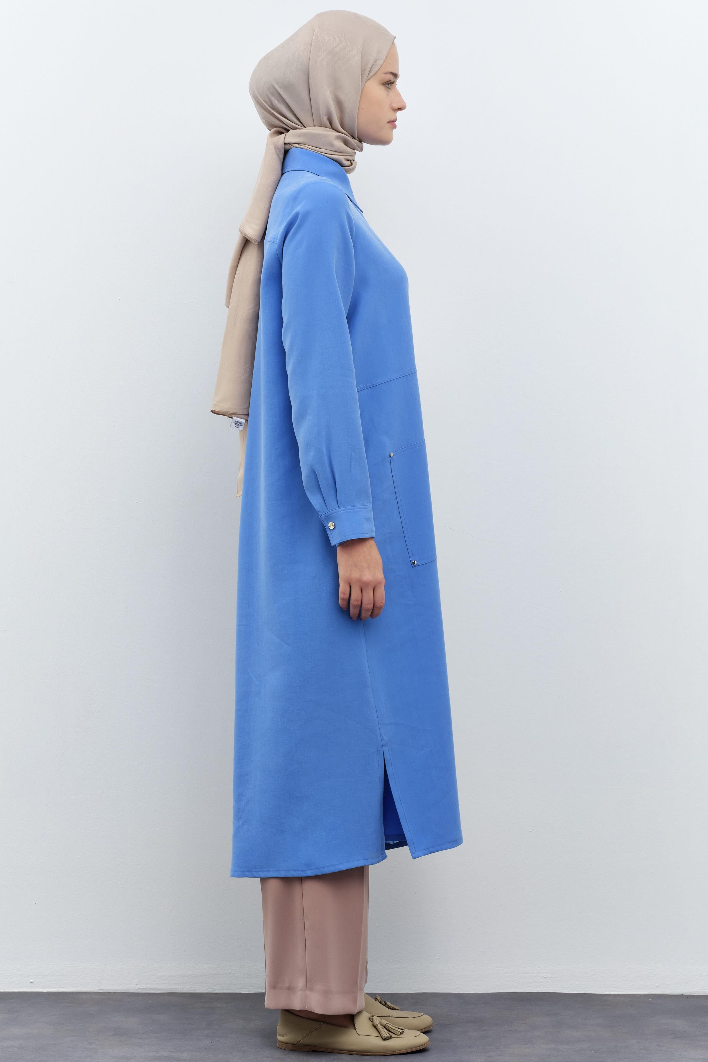 Rivetli Kesik Detaylı Tunik - İndigo TUGBA