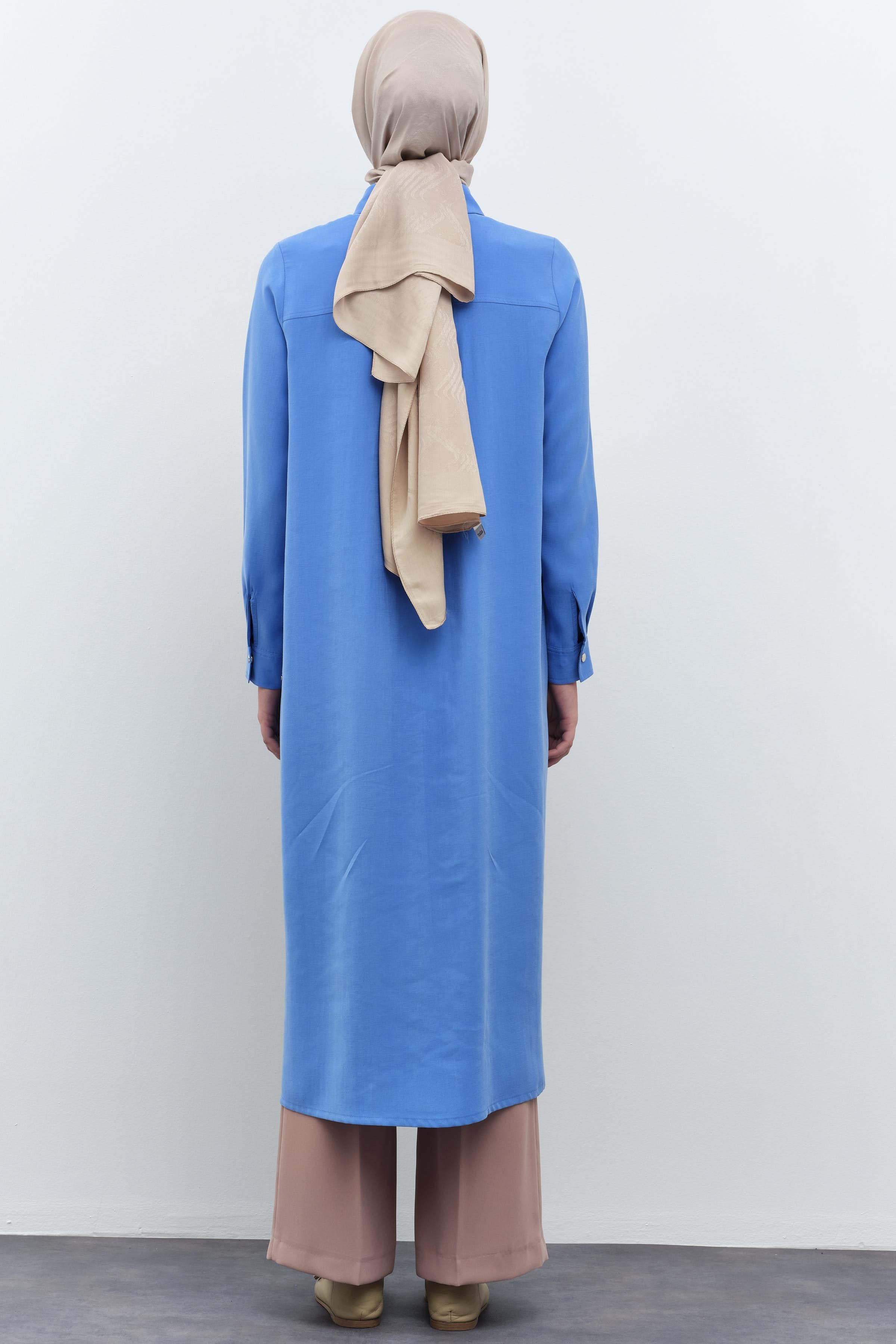 Rivetli Kesik Detaylı Tunik - İndigo TUGBA