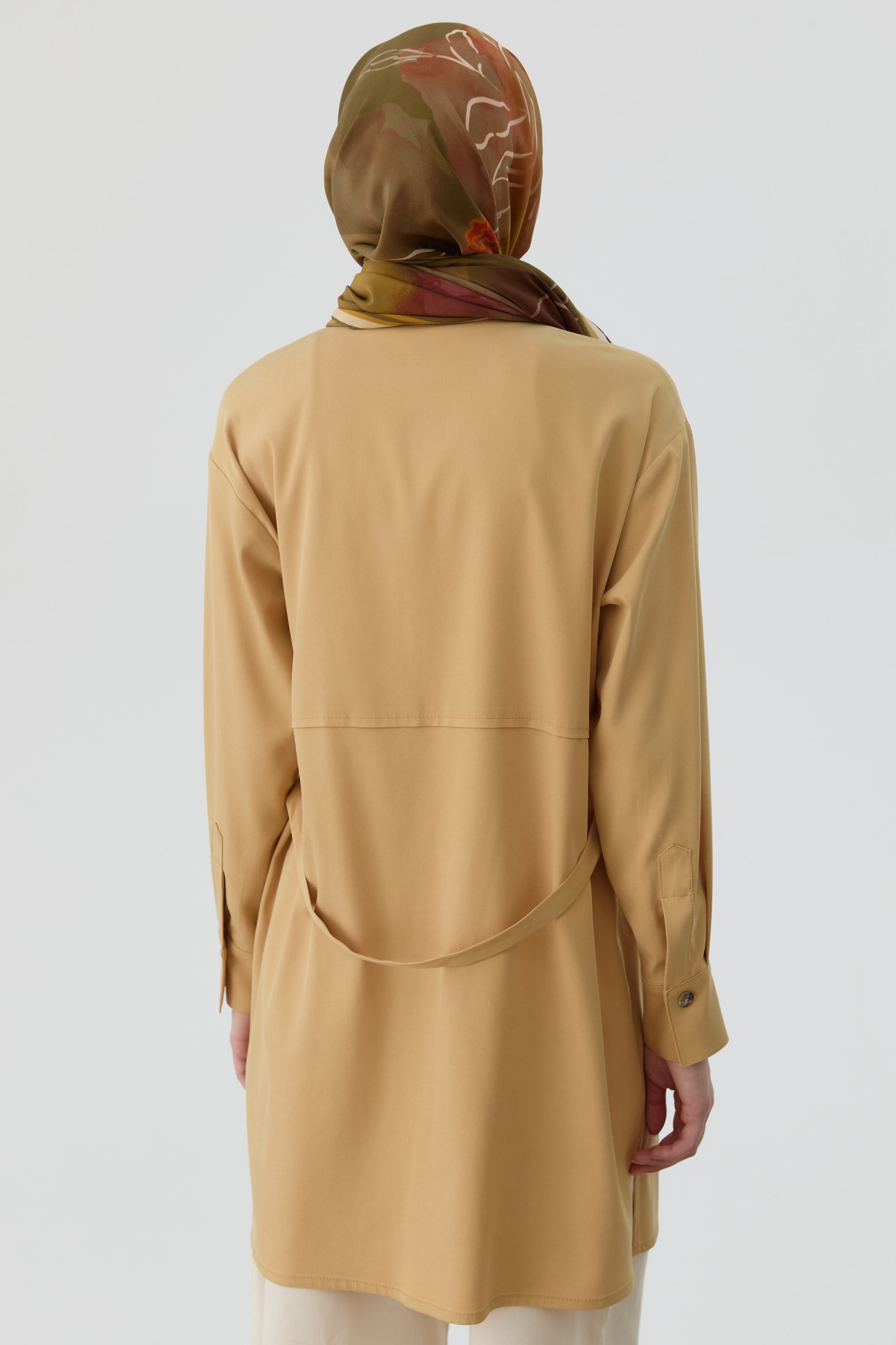 Roba Detaylı Kemerli Tunik - Safran TUGBA