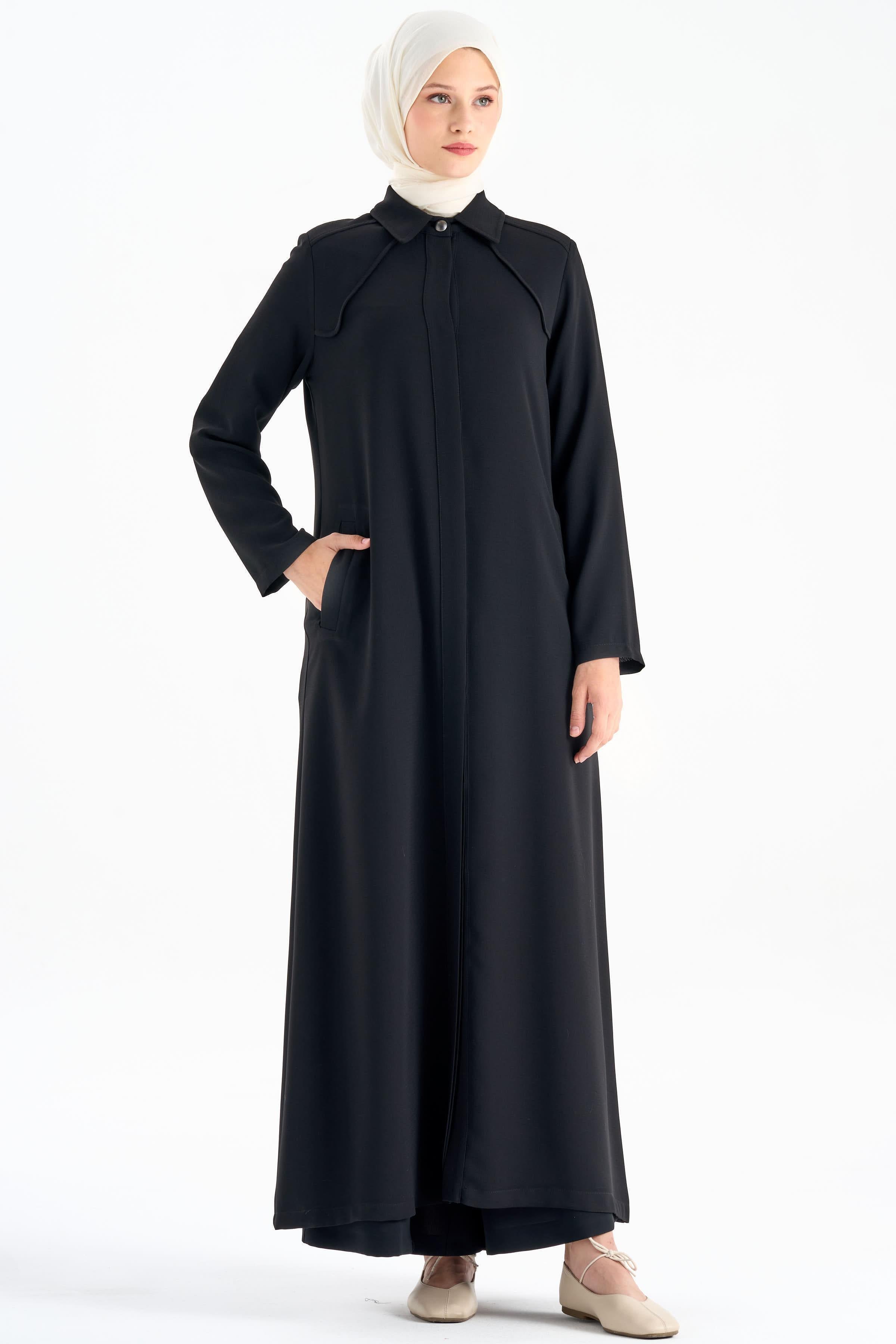 Roba Detaylı Pardesü - Siyah TUGBA