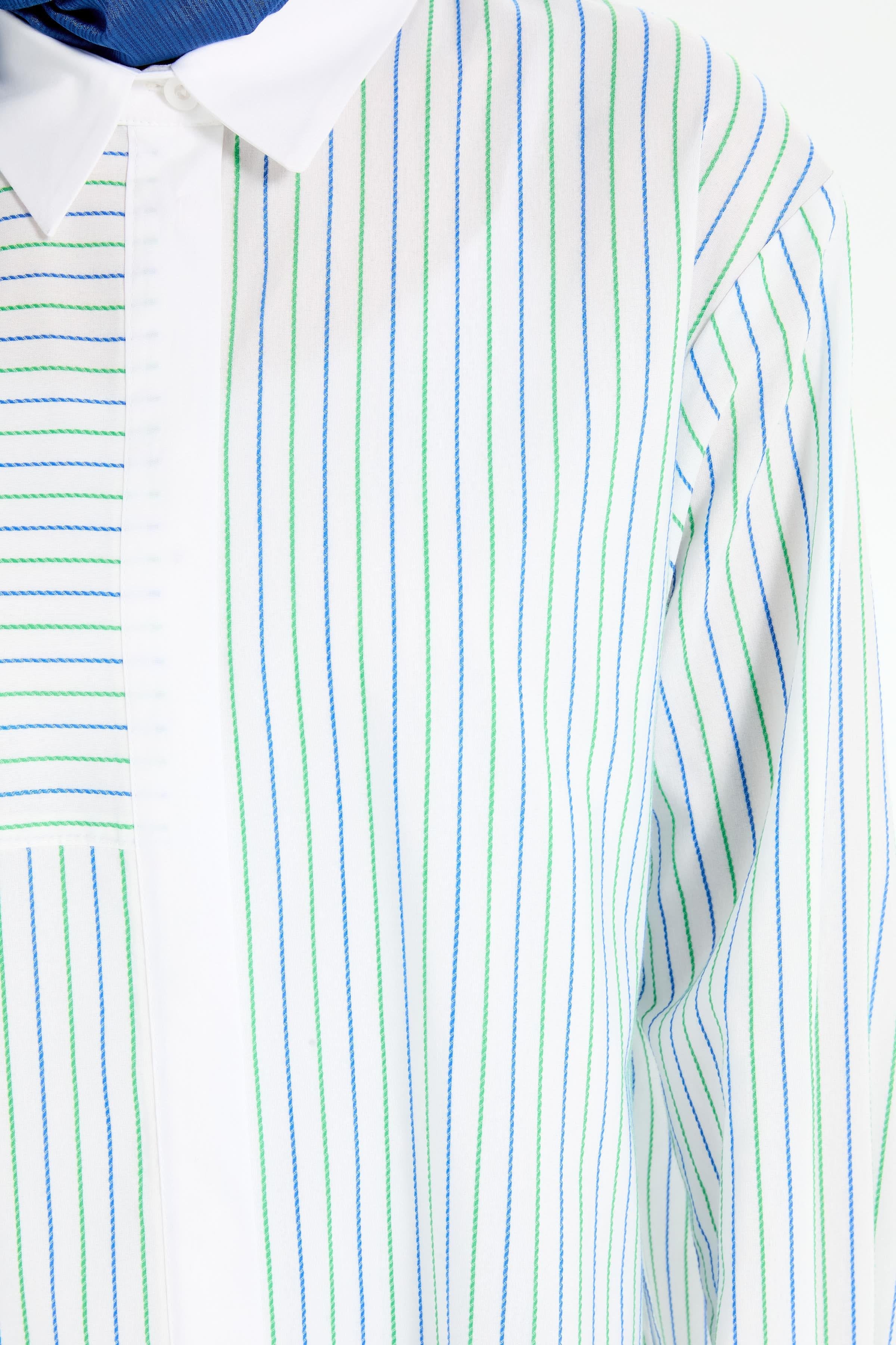 Roba Kesikli Çizgili Tunik - Benetton Yeşili TUGBA