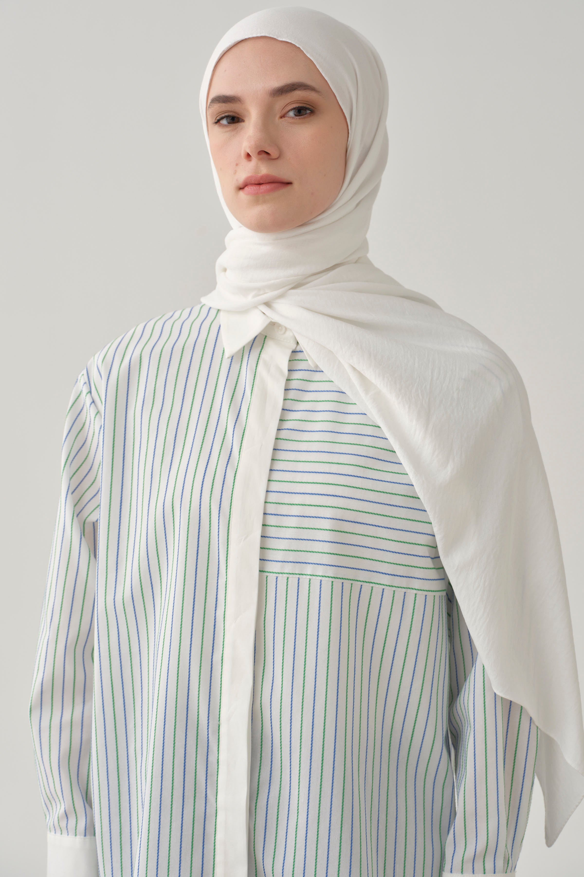 Roba Kesikli Çizgili Tunik - Benetton Yeşili TUGBA