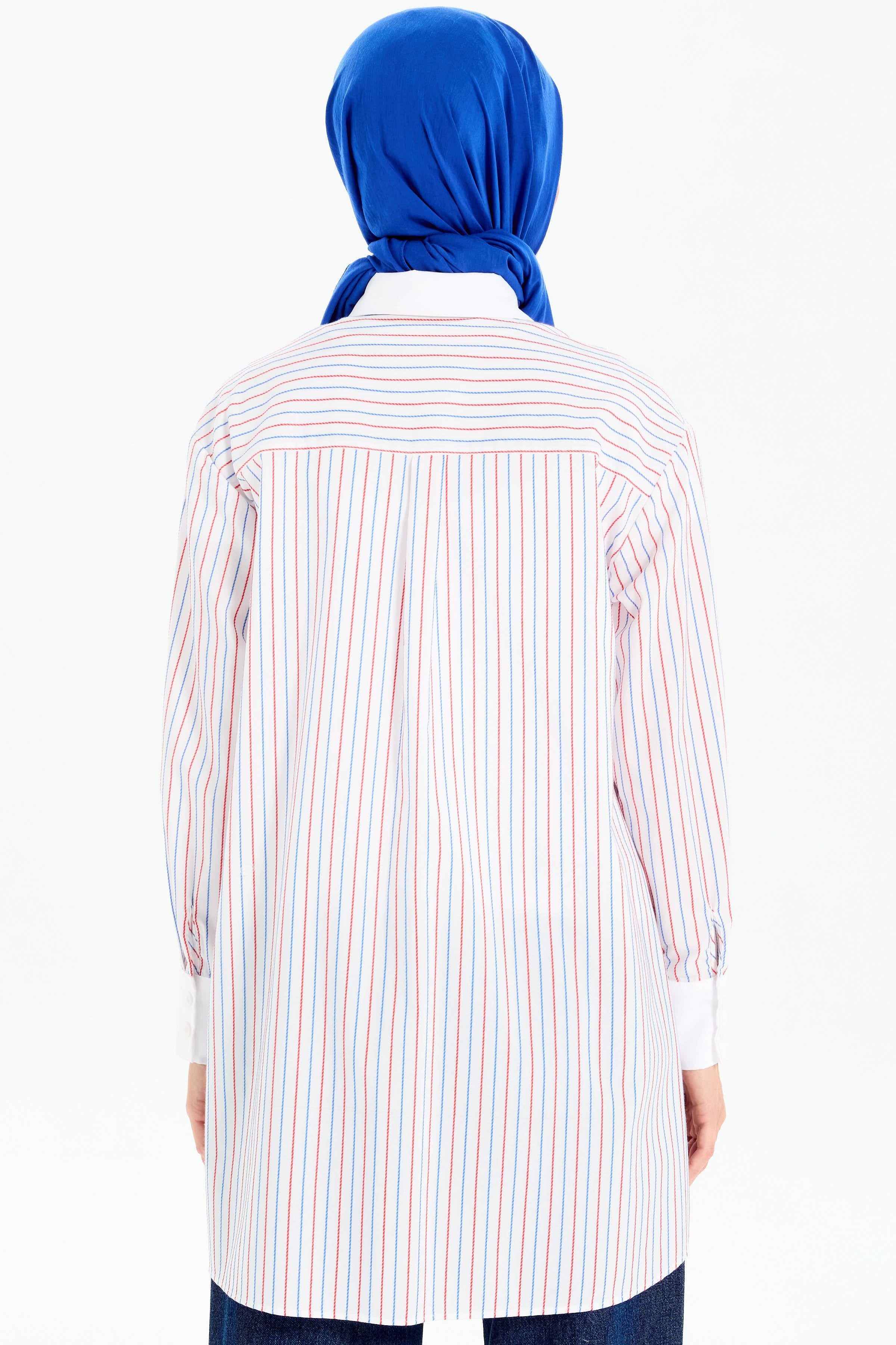 Roba Kesikli Çizgili Tunik - Kırmızı TUGBA