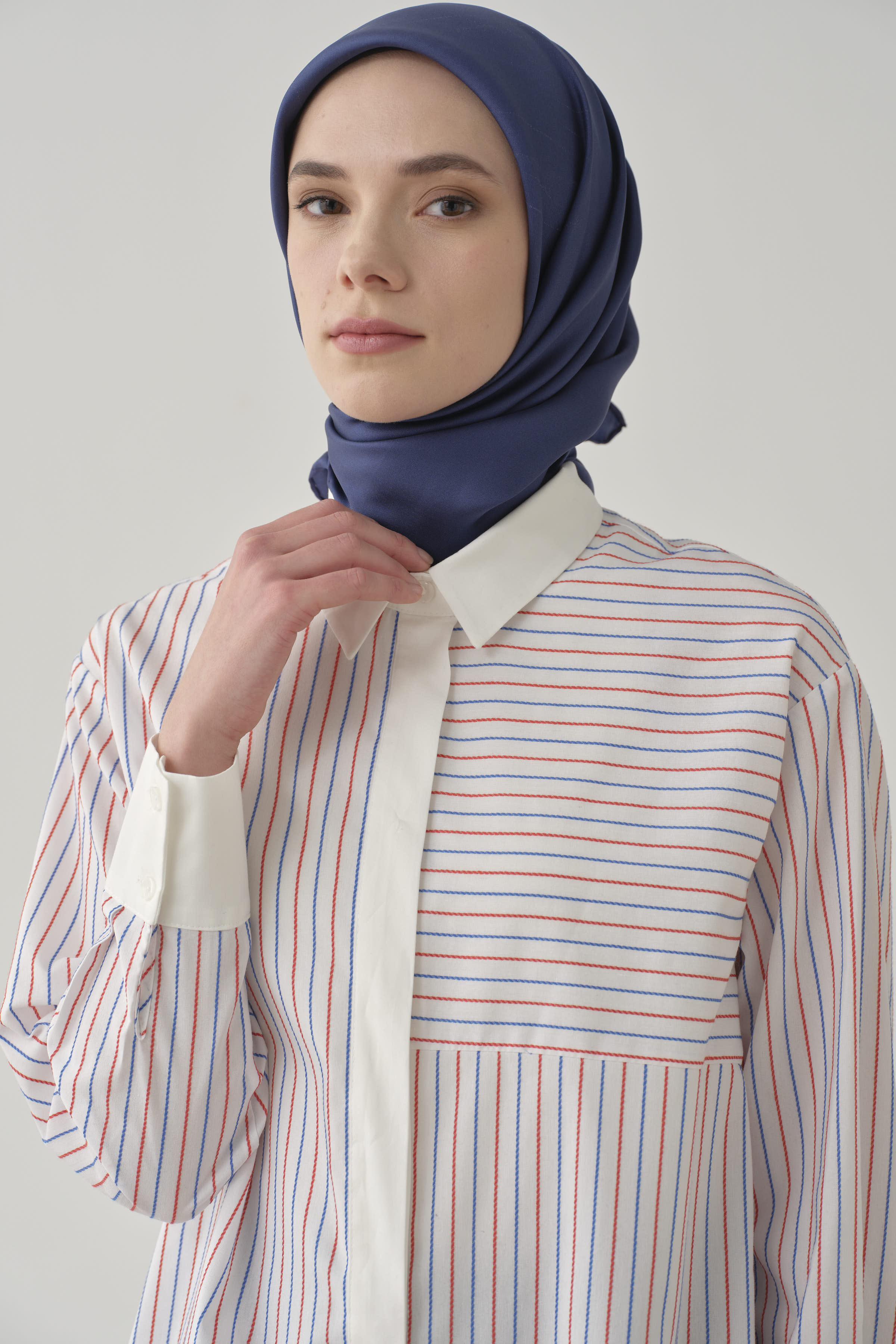 Roba Kesikli Çizgili Tunik - Kırmızı TUGBA