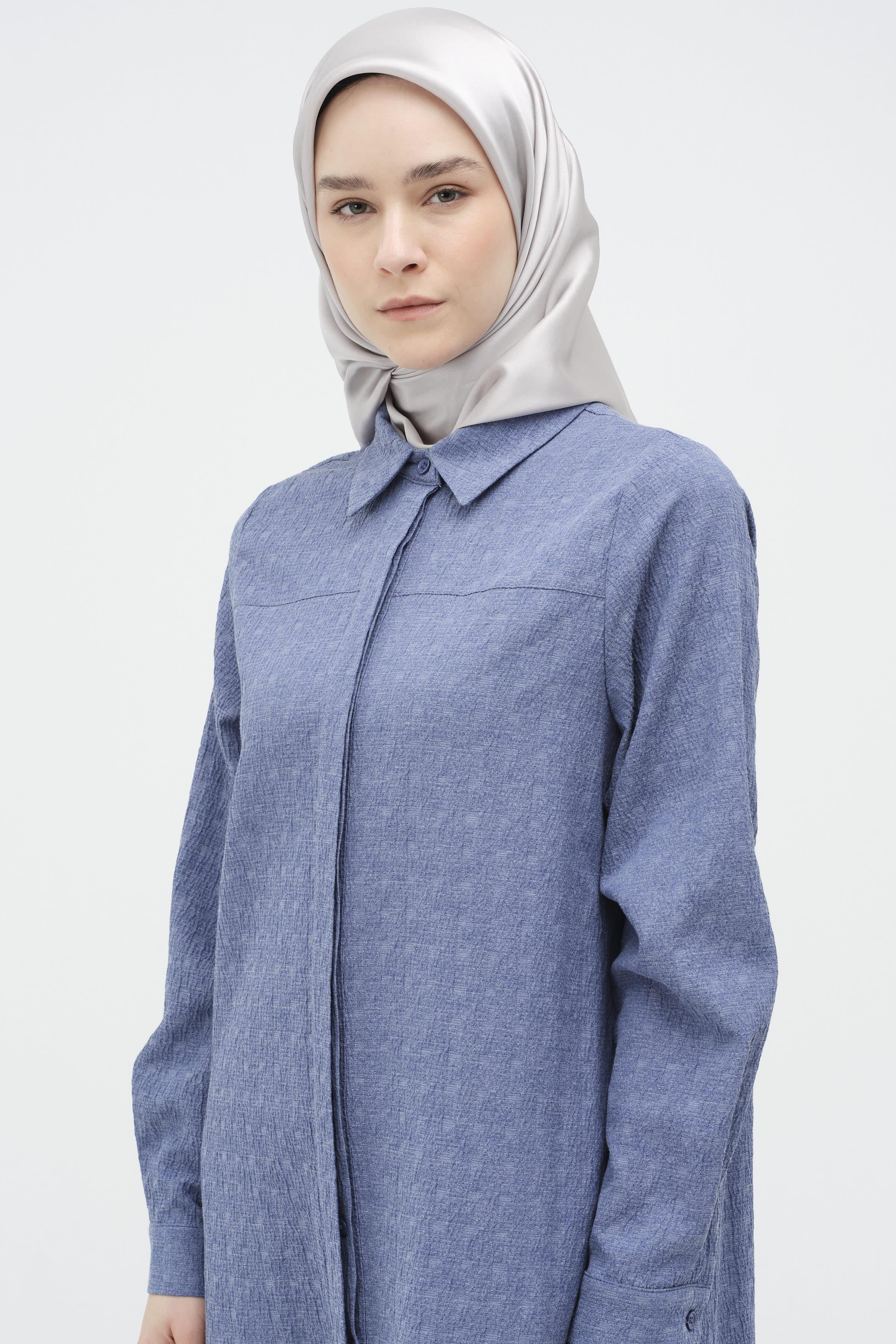 Robalı Gizli Patlı Tunik - İndigo TUGBA