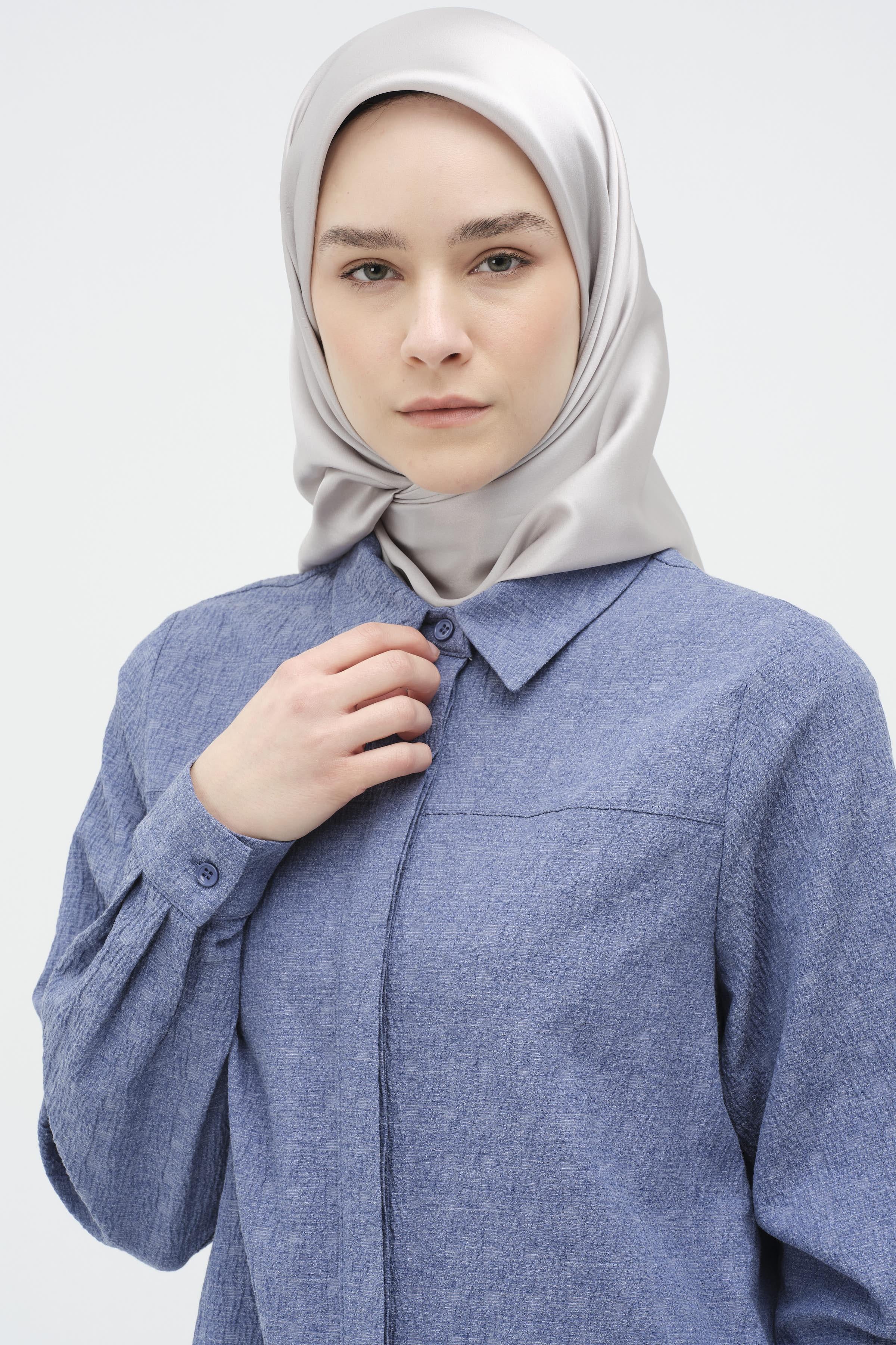 Robalı Gizli Patlı Tunik - İndigo TUGBA