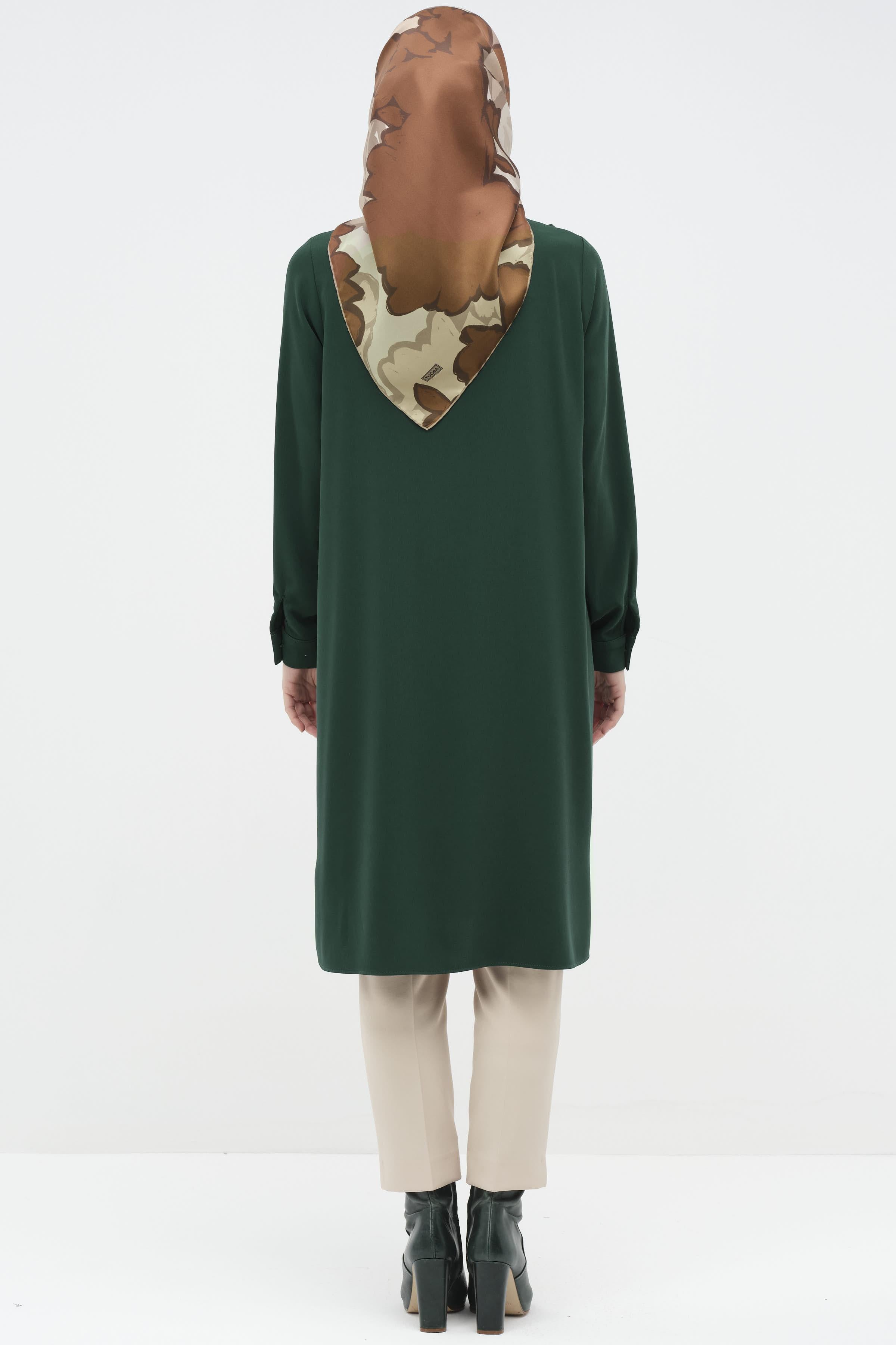 Robalı Volan Detaylı Tunik - Zümrüt TUGBA